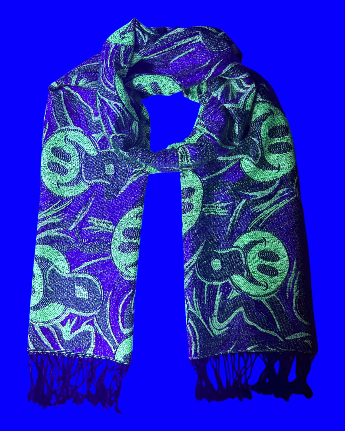 Pink & Army Green Reversible Tripped Out Pashmina