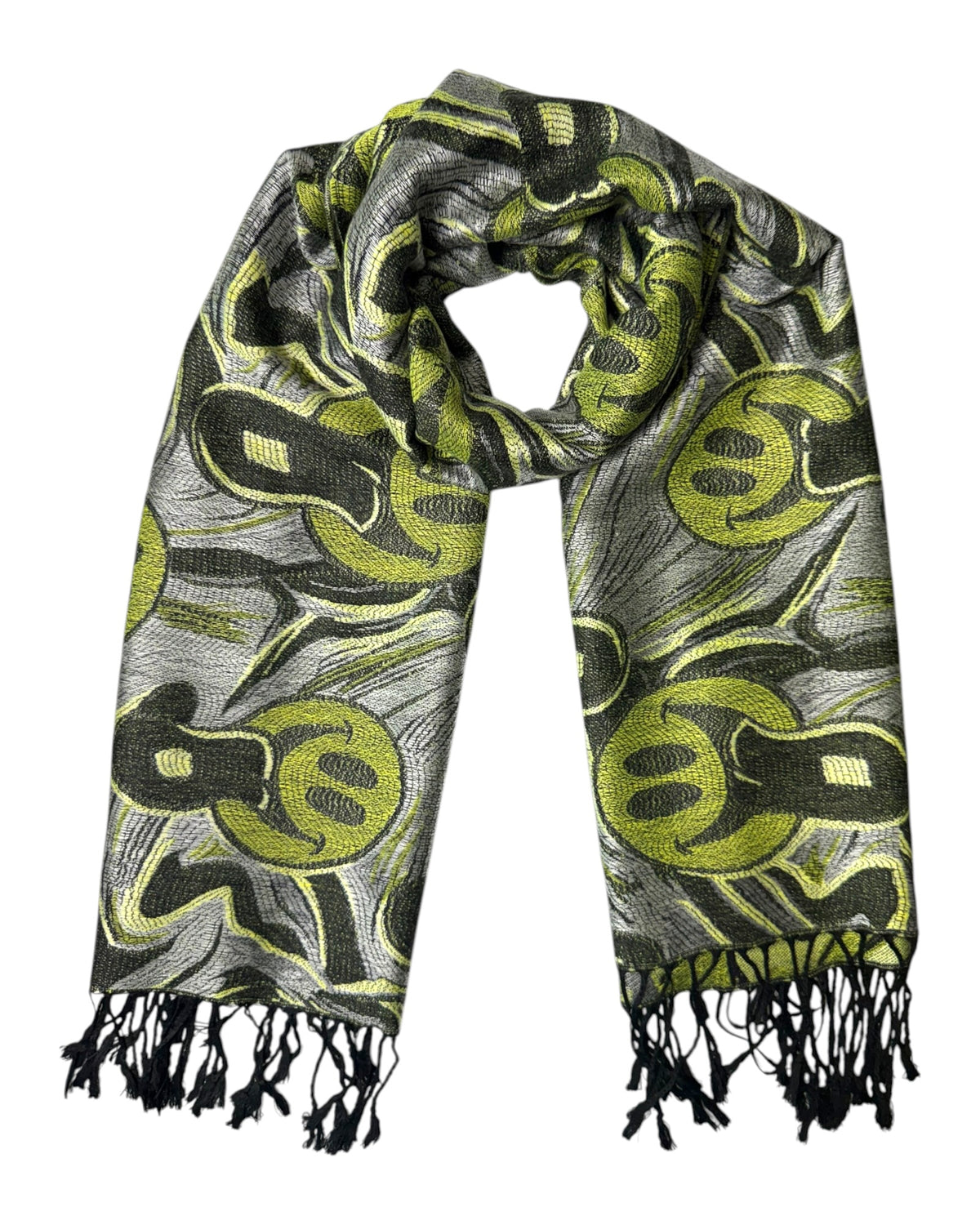 Black & Silver Reversible Tripped Out Pashmina