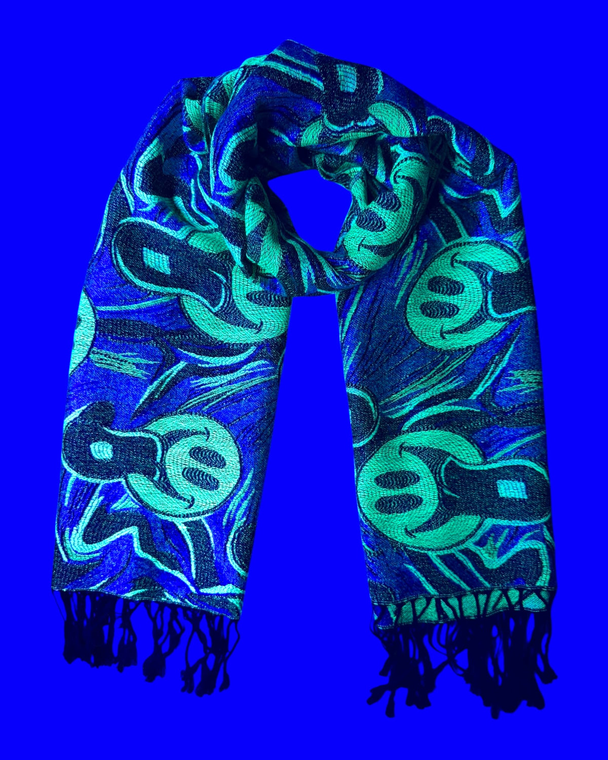 Black & Silver Reversible Tripped Out Pashmina