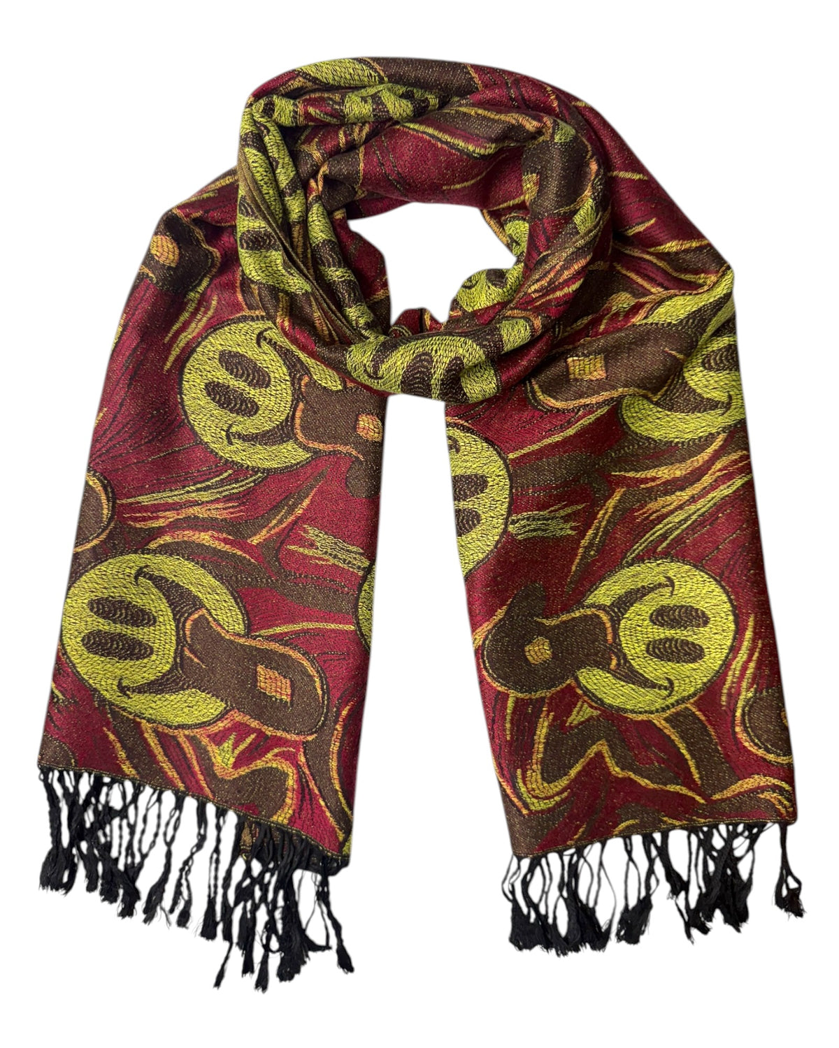 Burgundy & Black Reversible Tripped Out Pashmina
