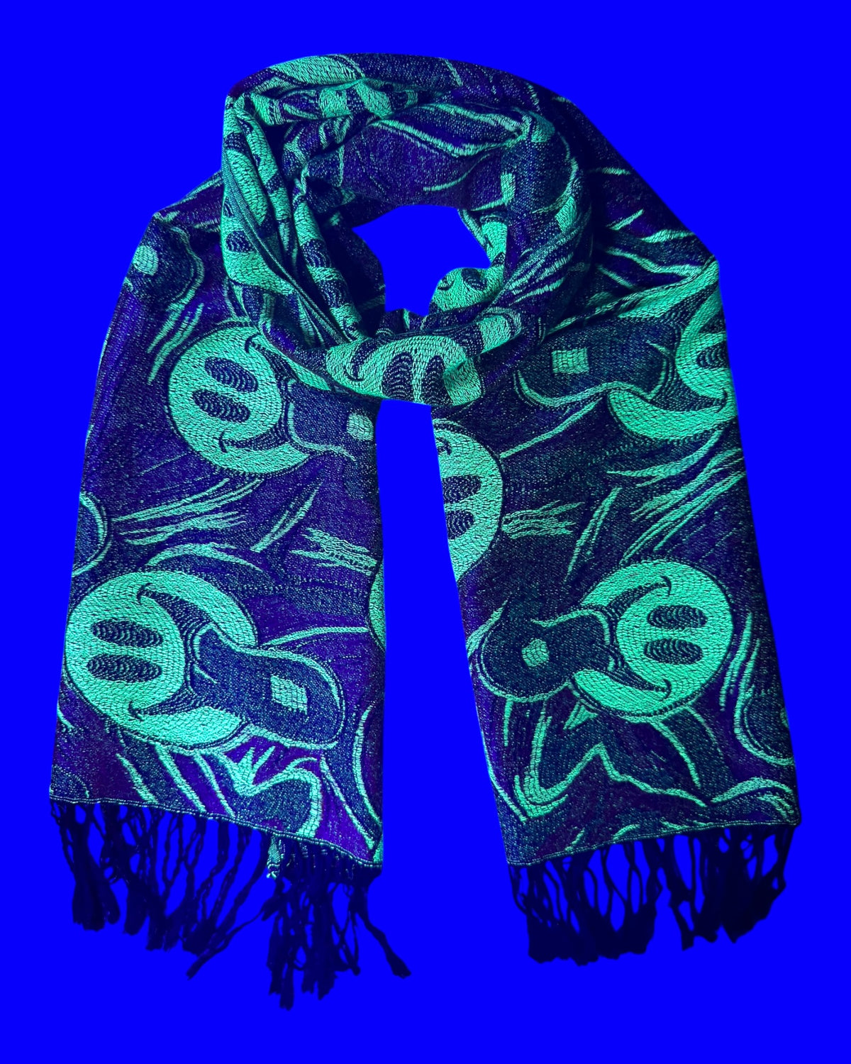 Burgundy & Black Reversible Tripped Out Pashmina