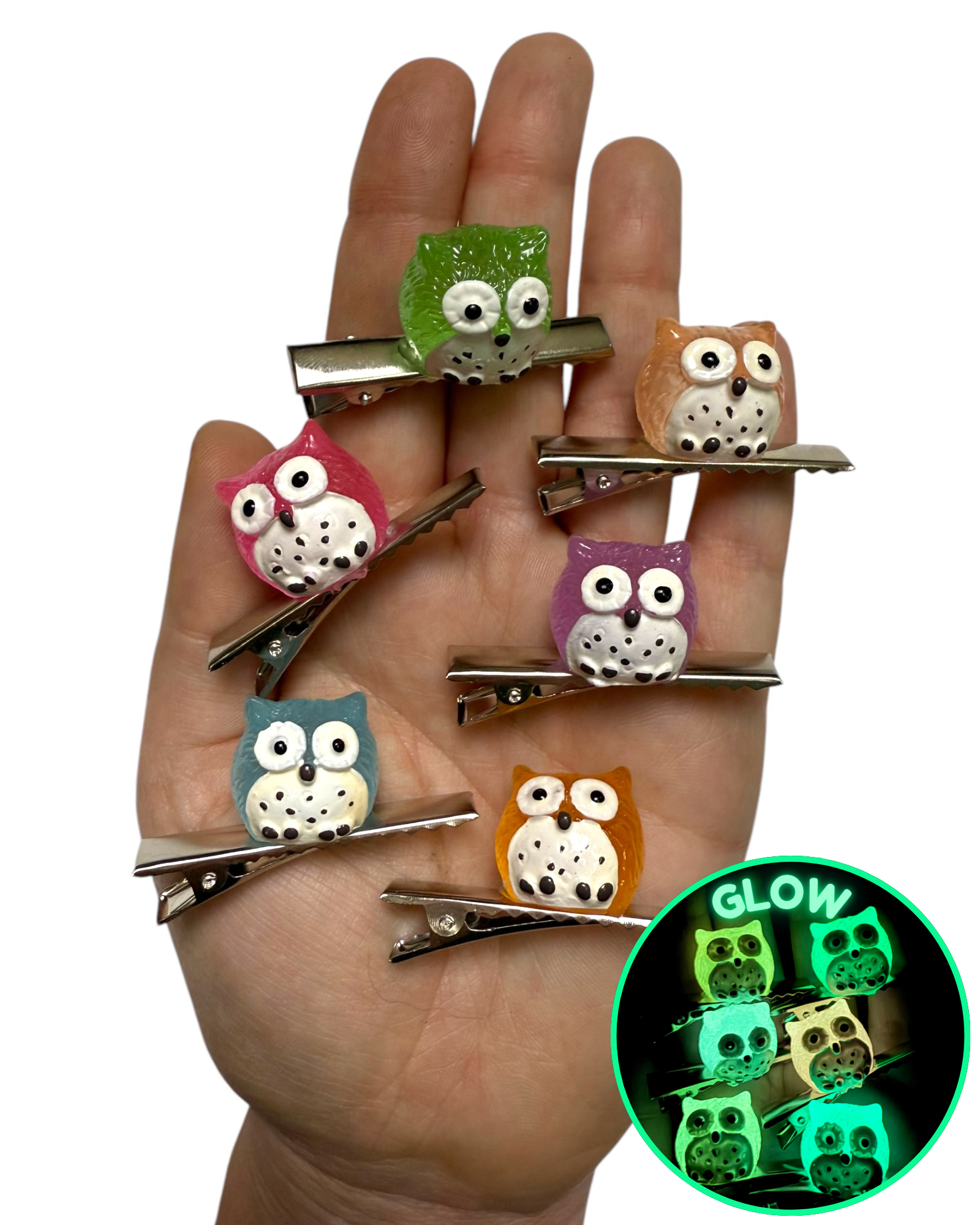 Glow In The Dark Owl Clips 6-PC Set