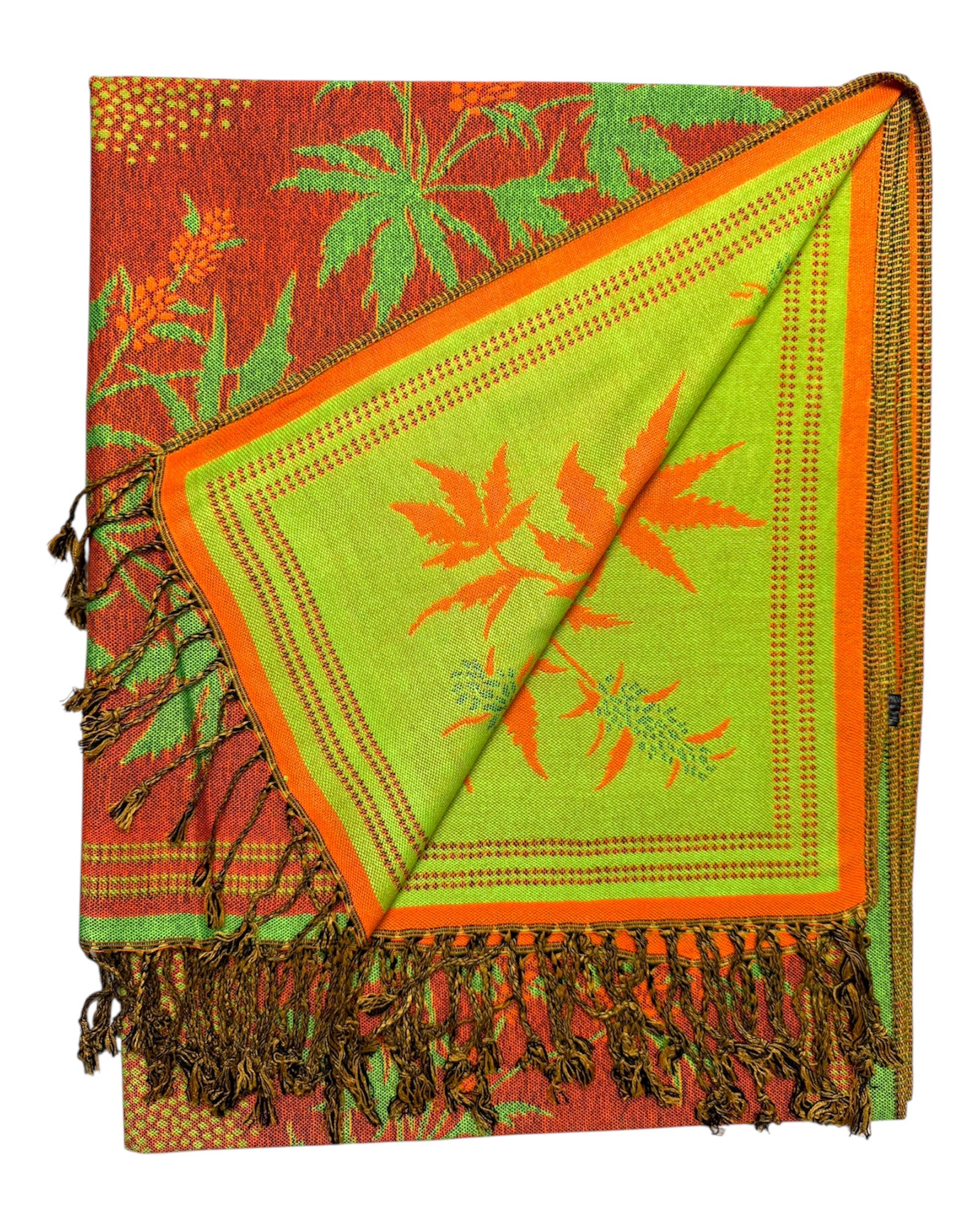 Pashmina reversible Orange Red Blaze Rave