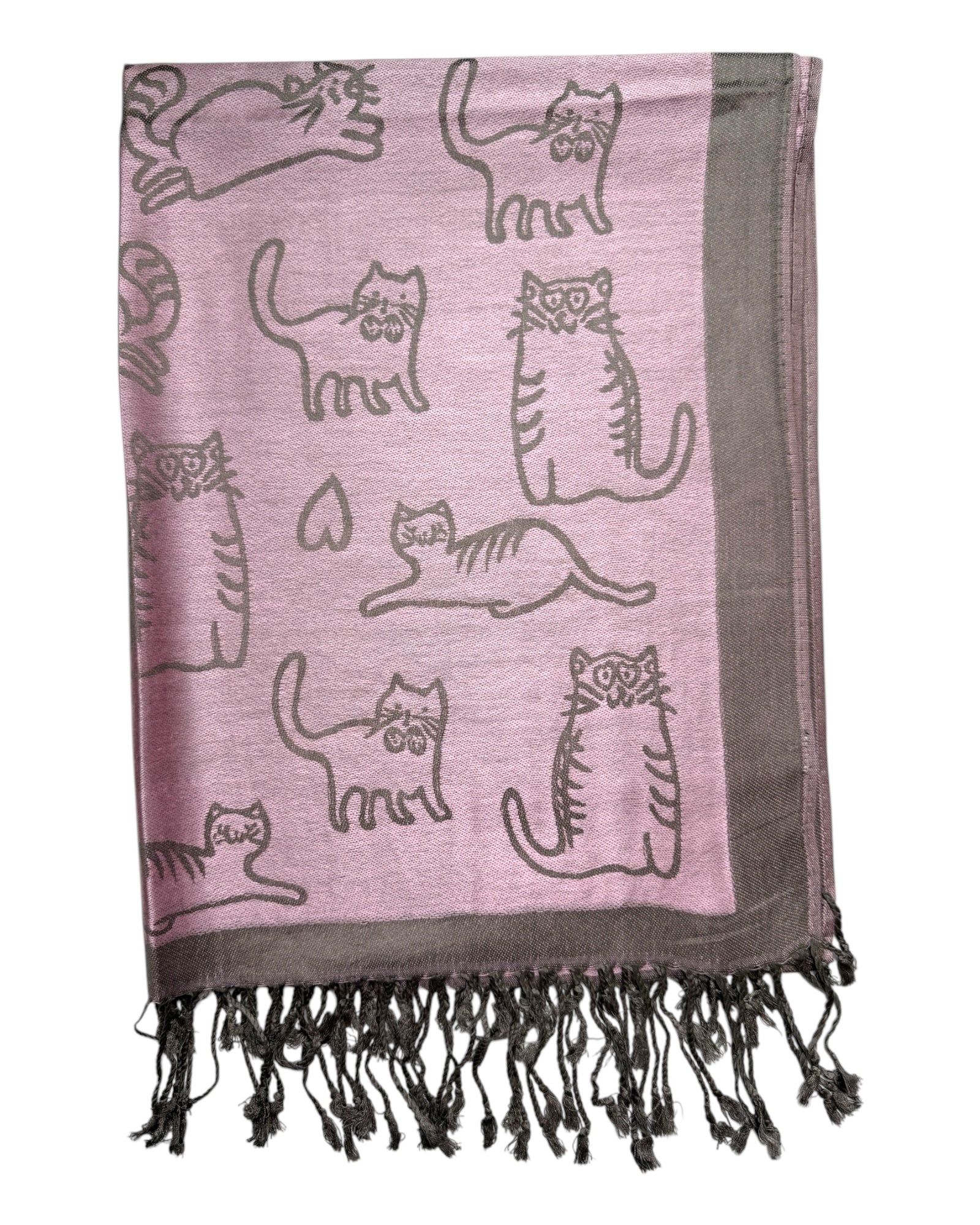 Pink & Grey Reversible Cat Rave Pashmina
