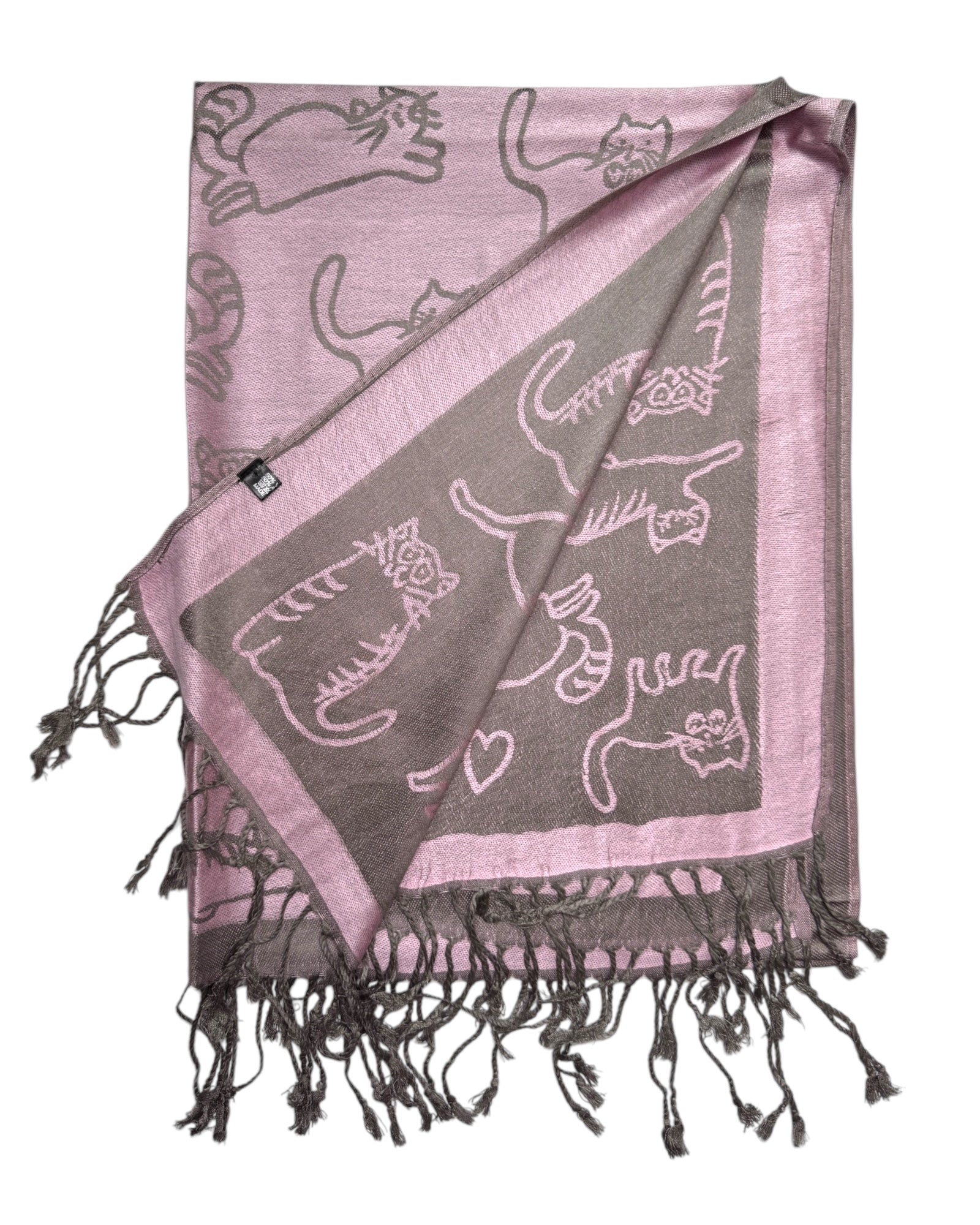 Pink & Grey Reversible Cat Rave Pashmina