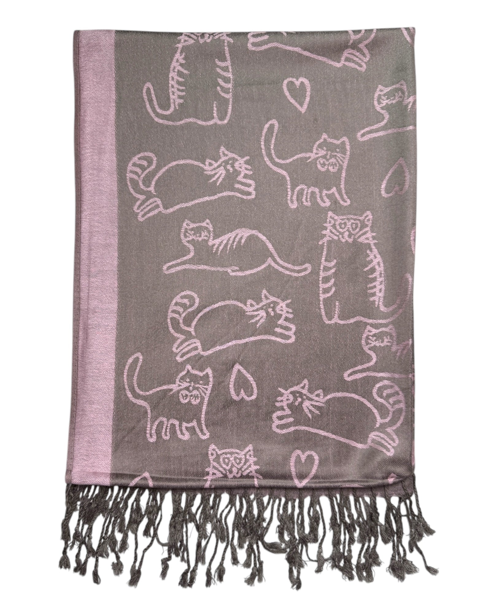 Pink & Grey Reversible Cat Rave Pashmina
