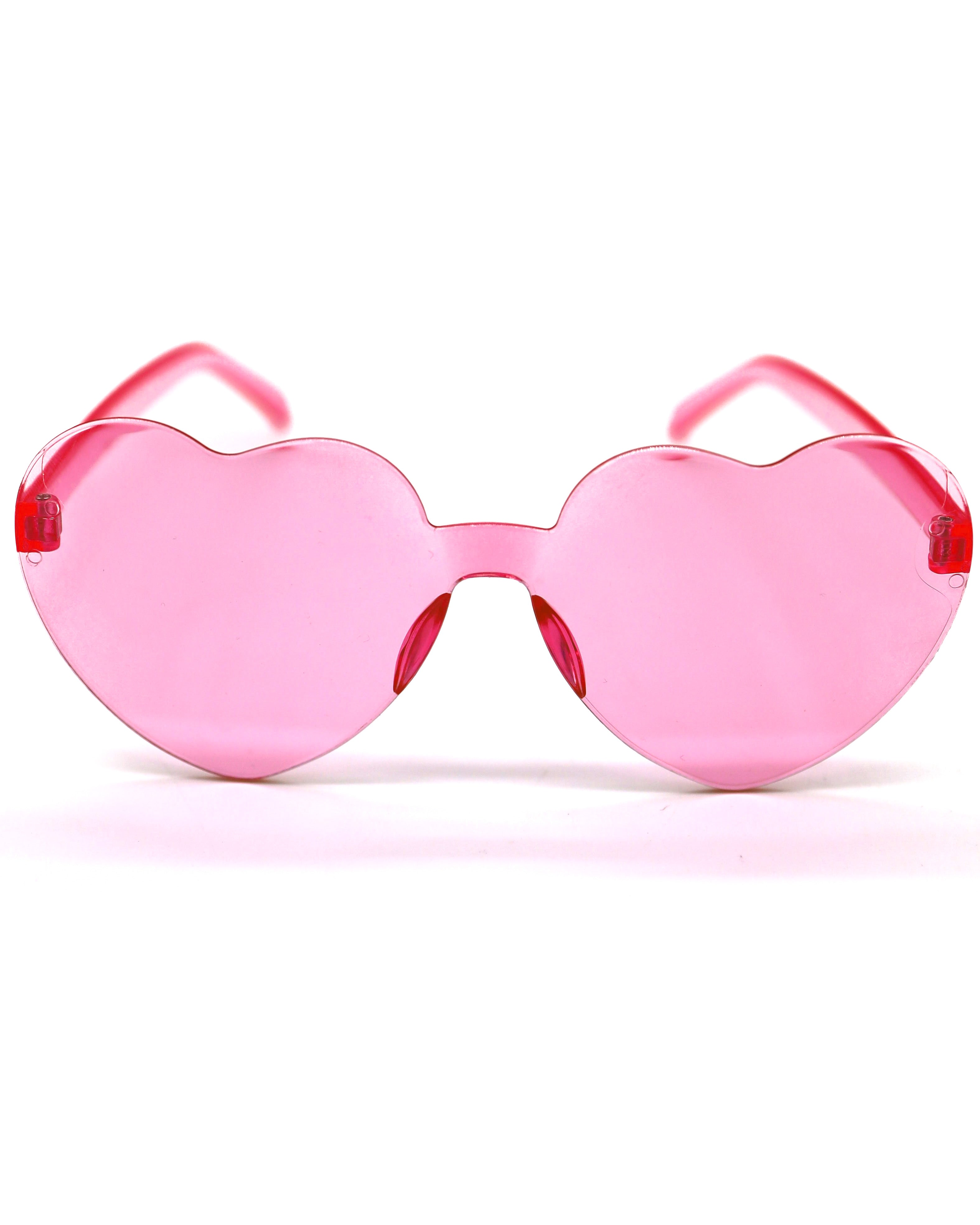 Pink heart shaped sunglasses front view
