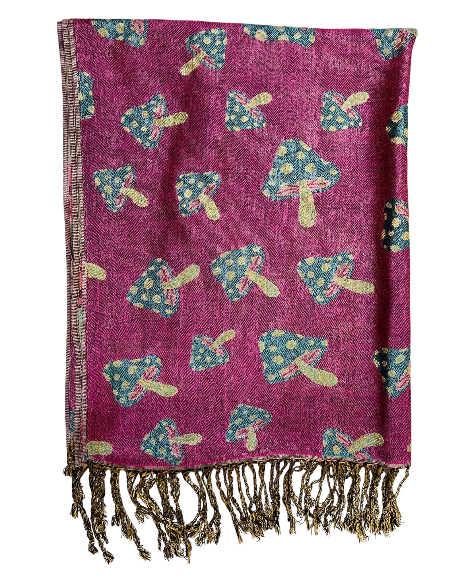 Purple & Teal Reversible Mushroom Rave Pashmina