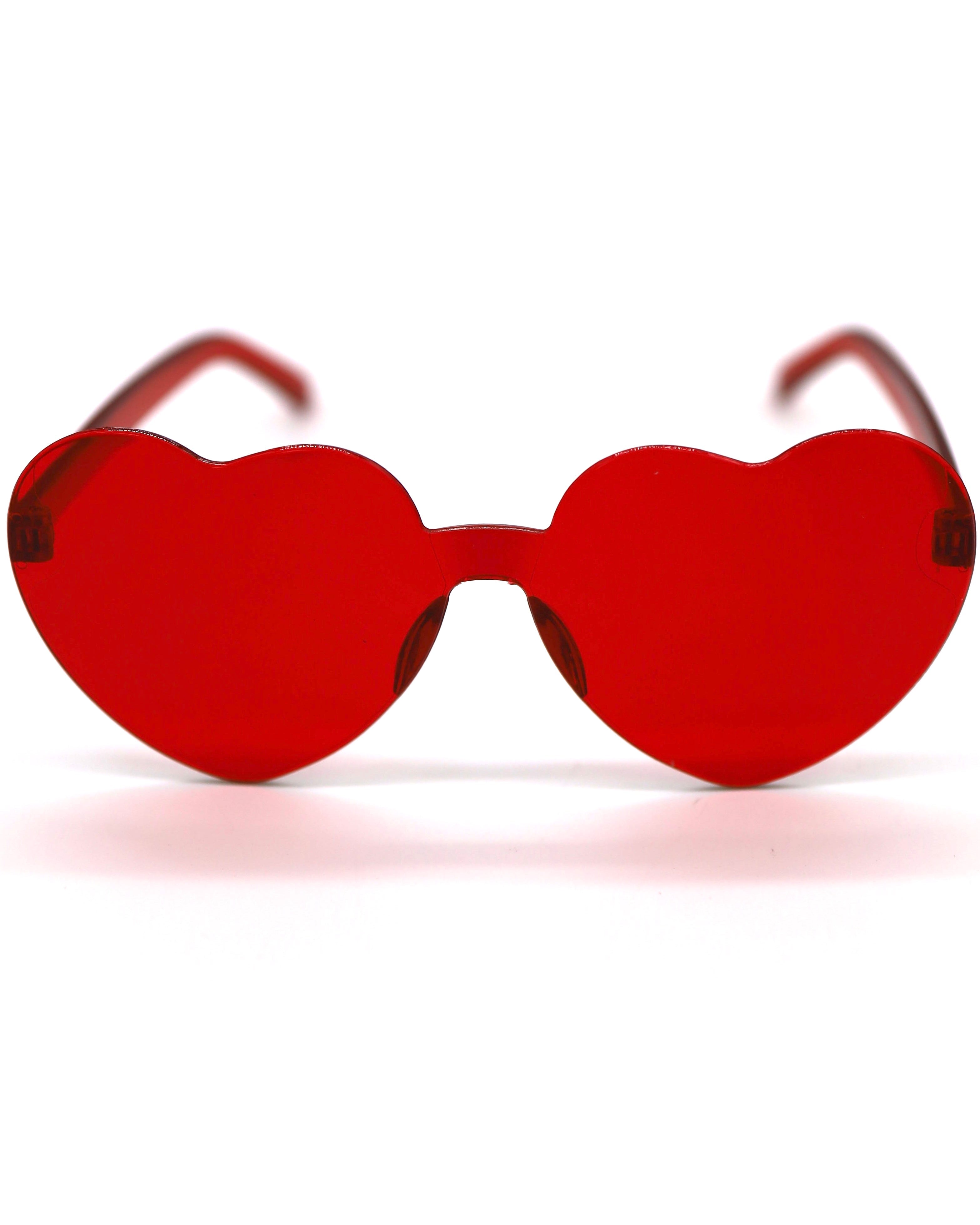 Red heart shaped sunglasses front view