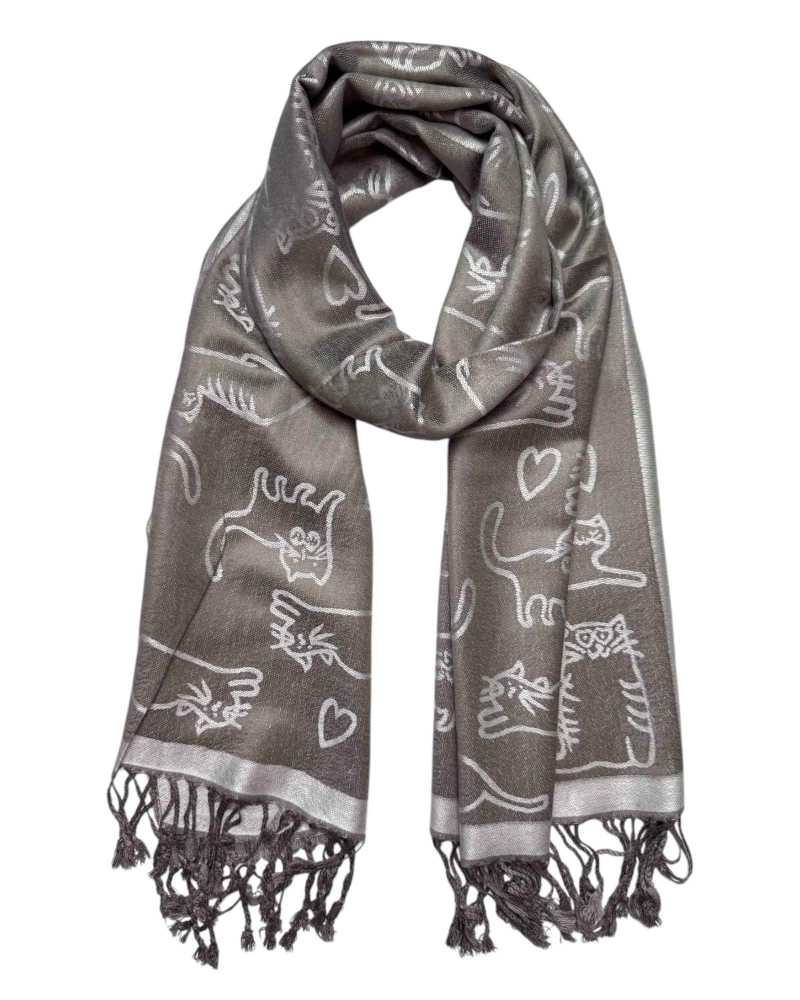 Silver Reversible Cat Rave Pashmina