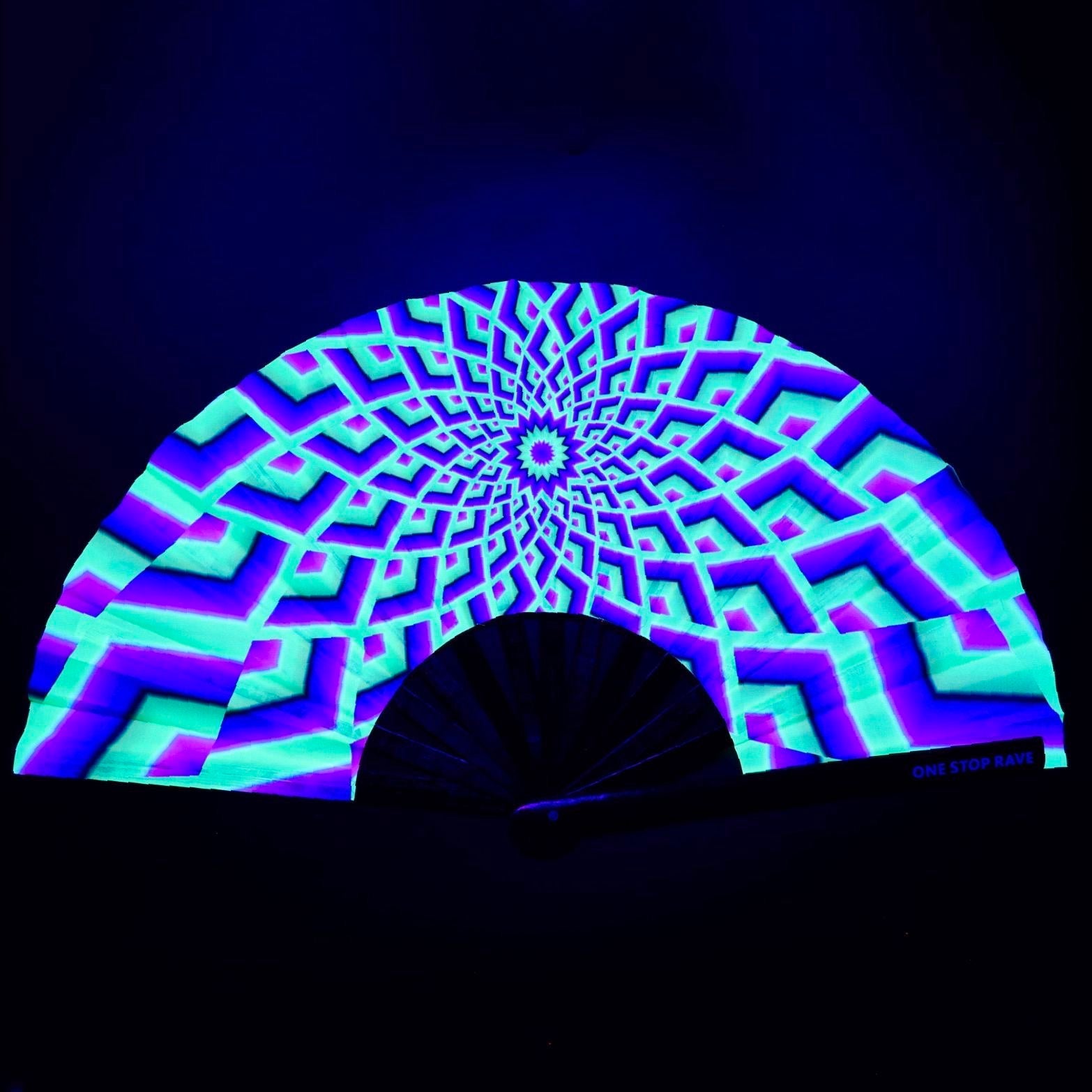 Third Eye hand fan UV-Reactive detail close up