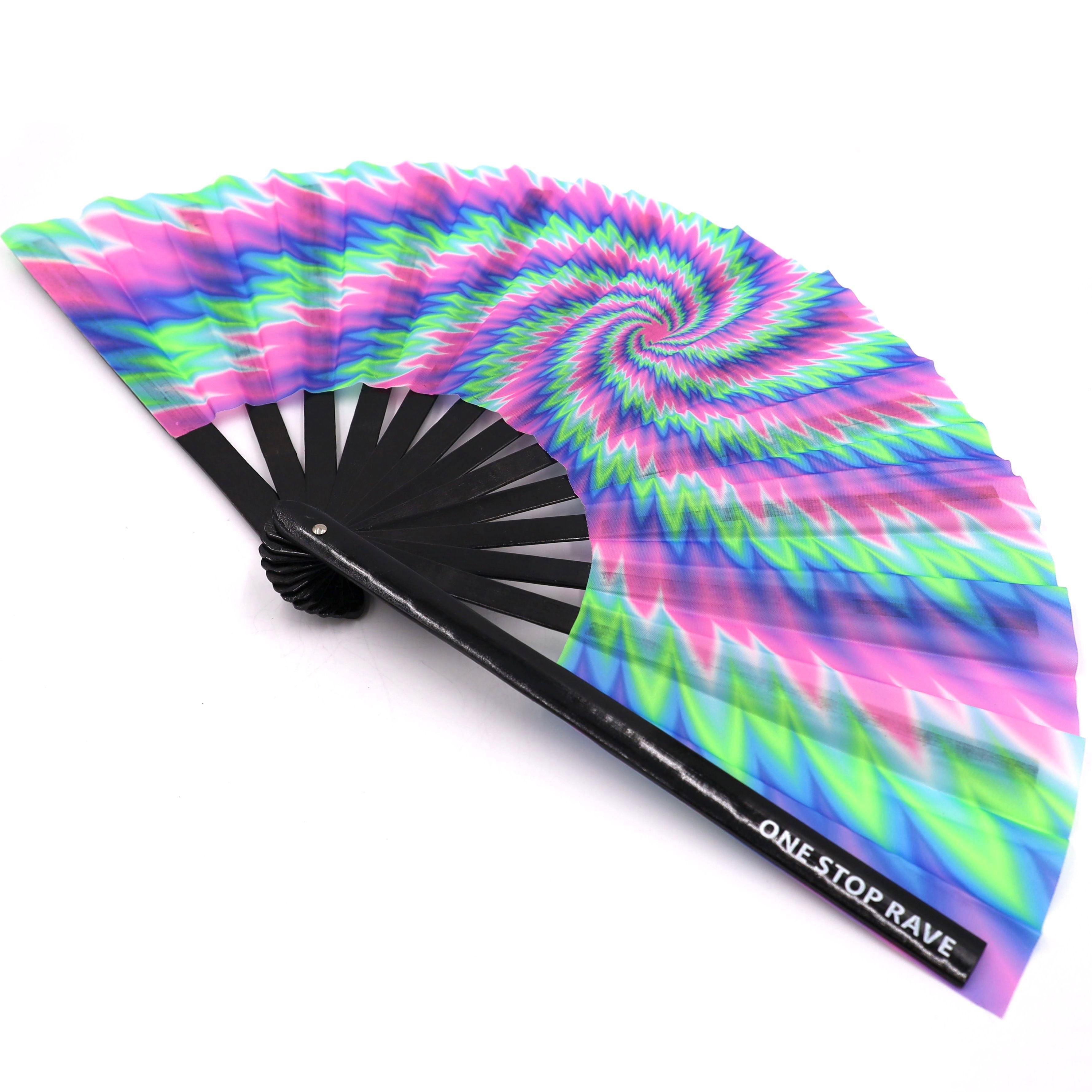 Vortex hand fan angled view psychedelic spiral