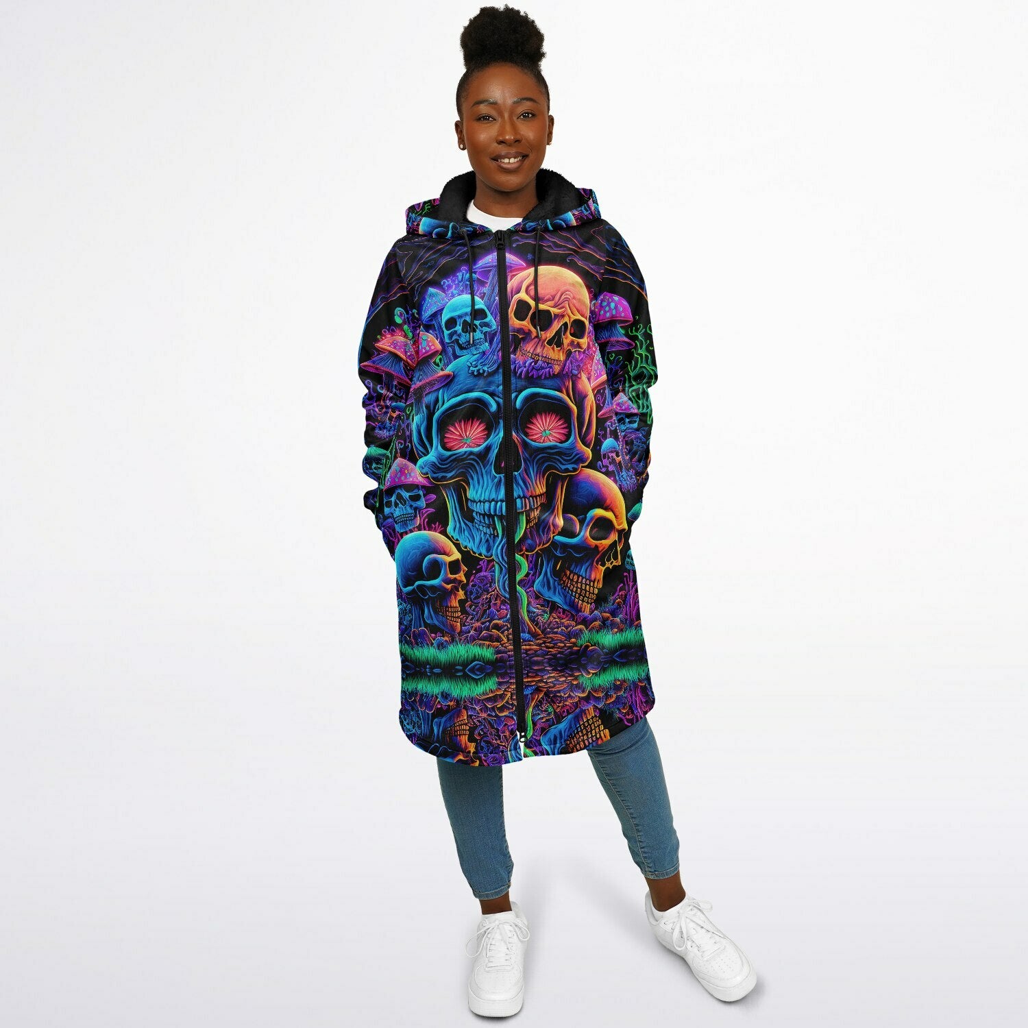 Psychedelic Skull Sanctuary Zipper Plush Cloak