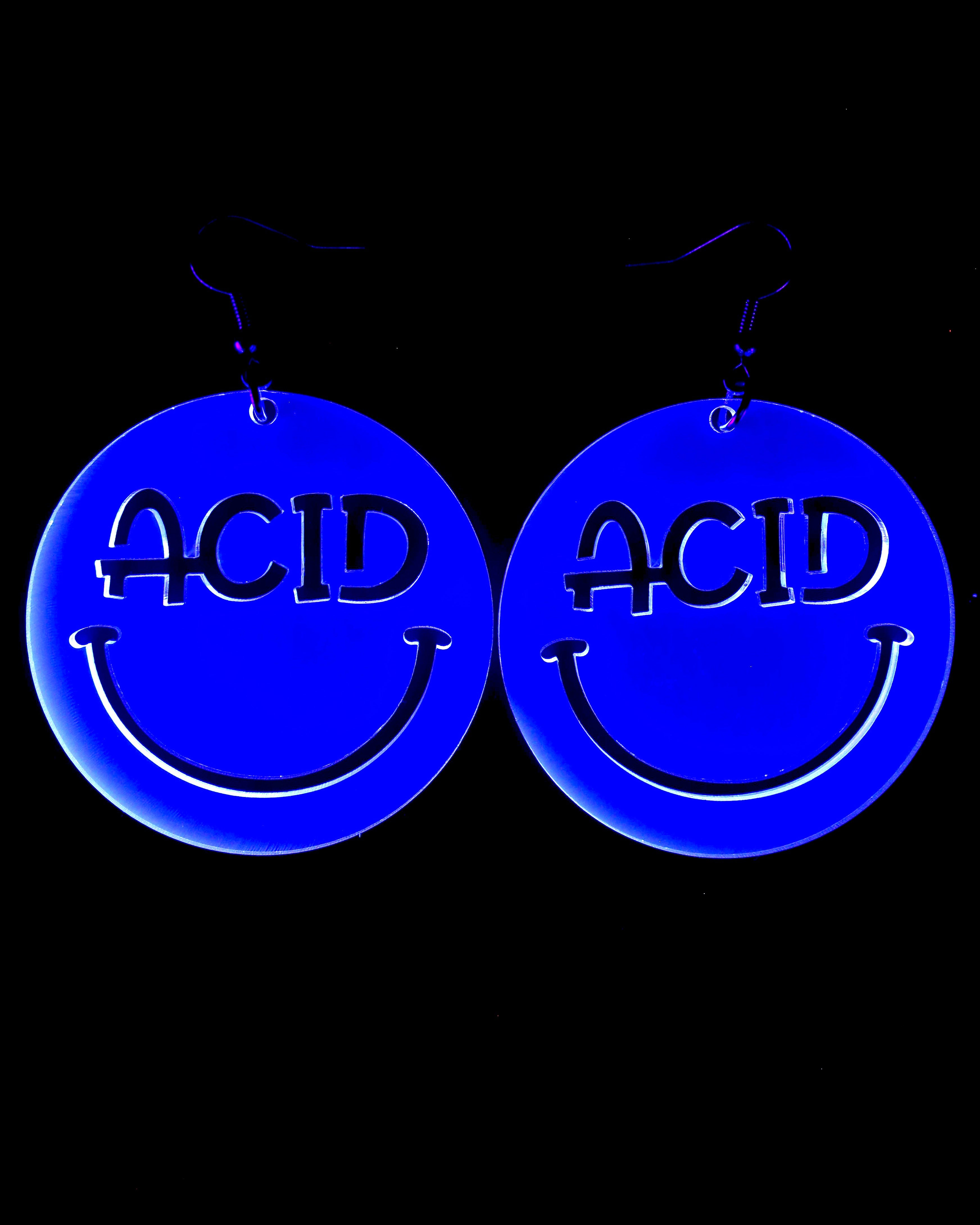 Acid Smiley Earrings, Dangle Earrings, - One Stop Rave