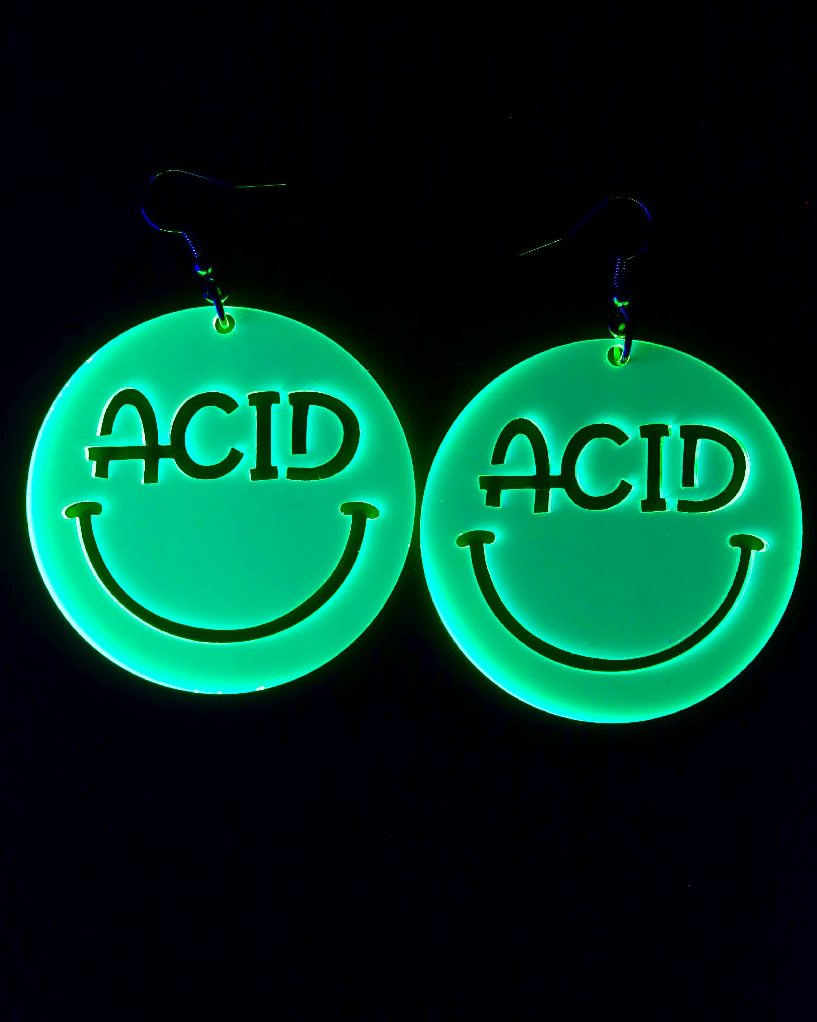 Acid Smiley Earrings, Dangle Earrings, - One Stop Rave
