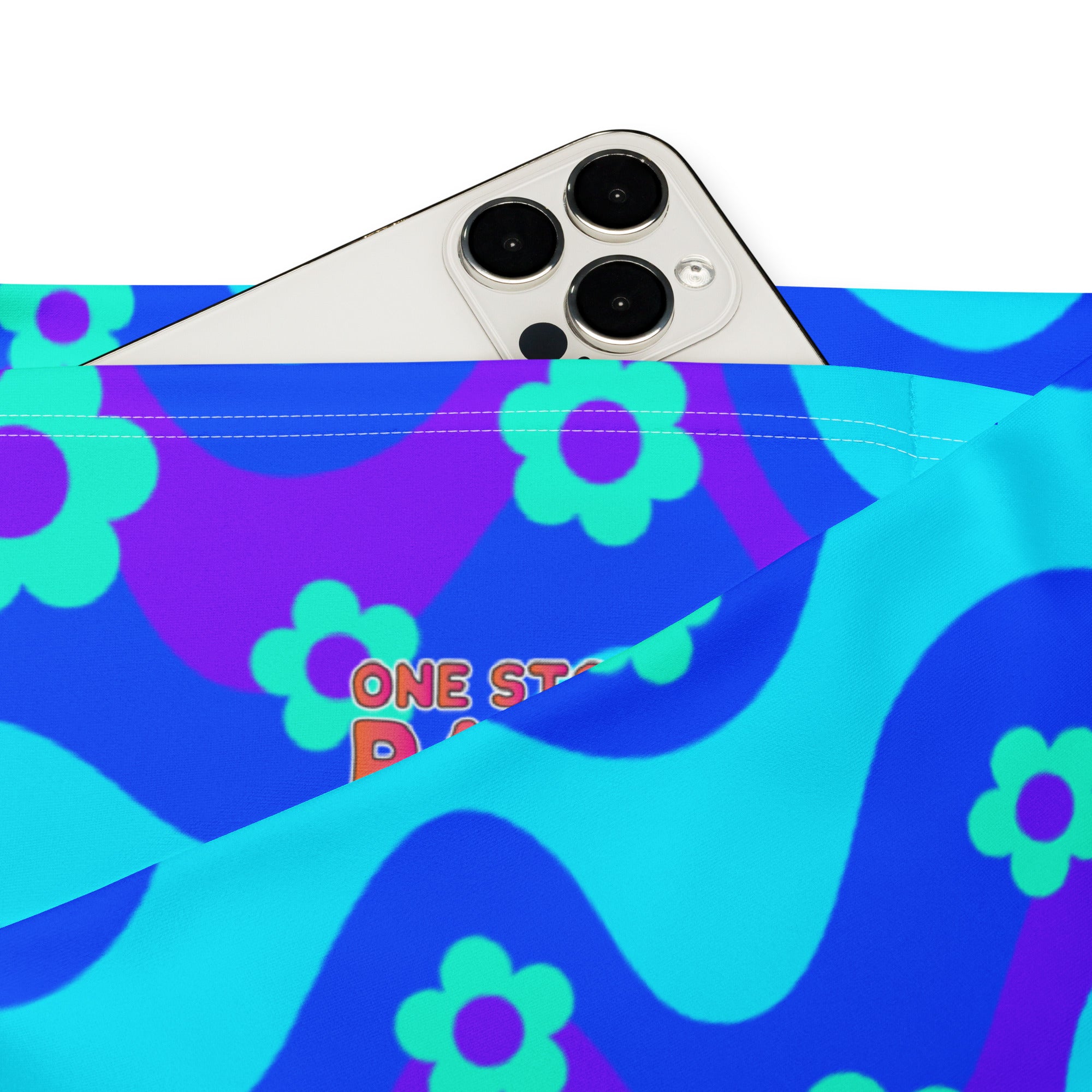 Pantalones acampanados azules con estampado floral