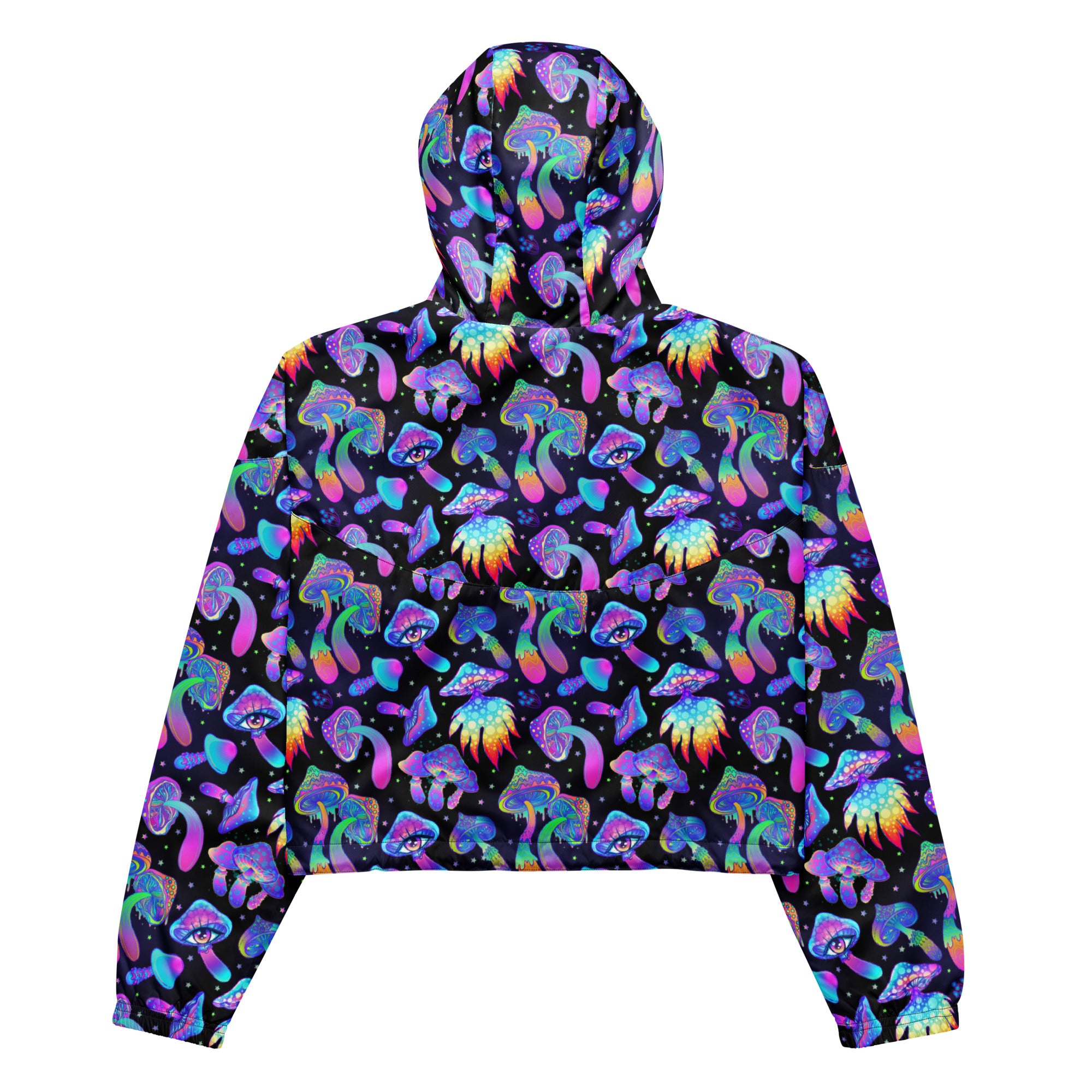 Shroomin Black Cropped Windbreaker, , - One Stop Rave