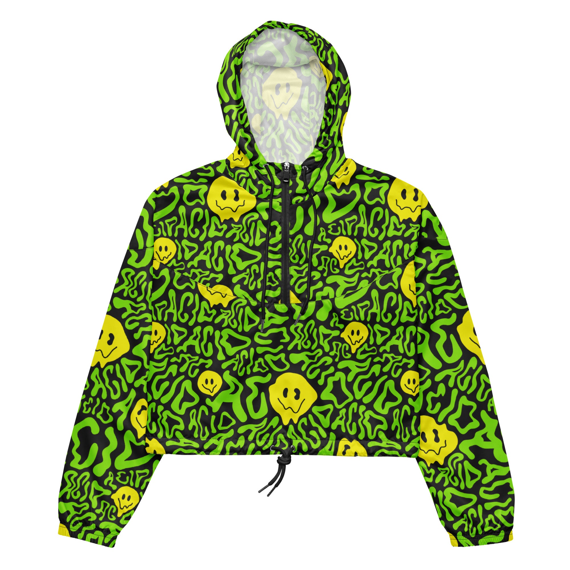Acid Smilez Cropped Windbreaker, , - One Stop Rave