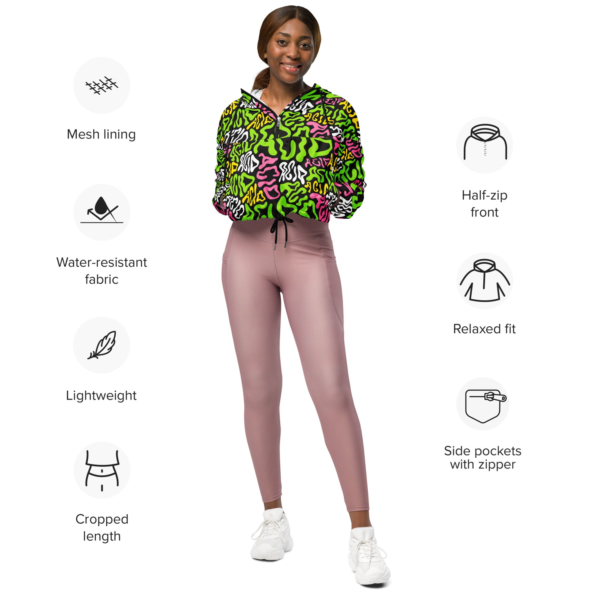 Candy Acid Cropped Windbreaker, , - One Stop Rave