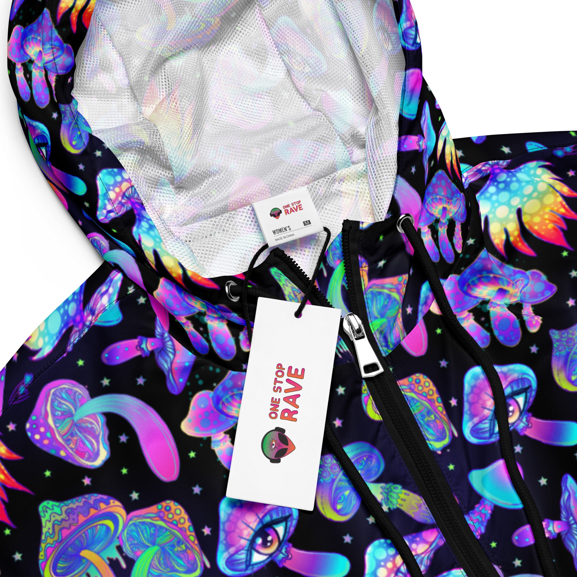 Shroomin Black Cropped Windbreaker, , - One Stop Rave