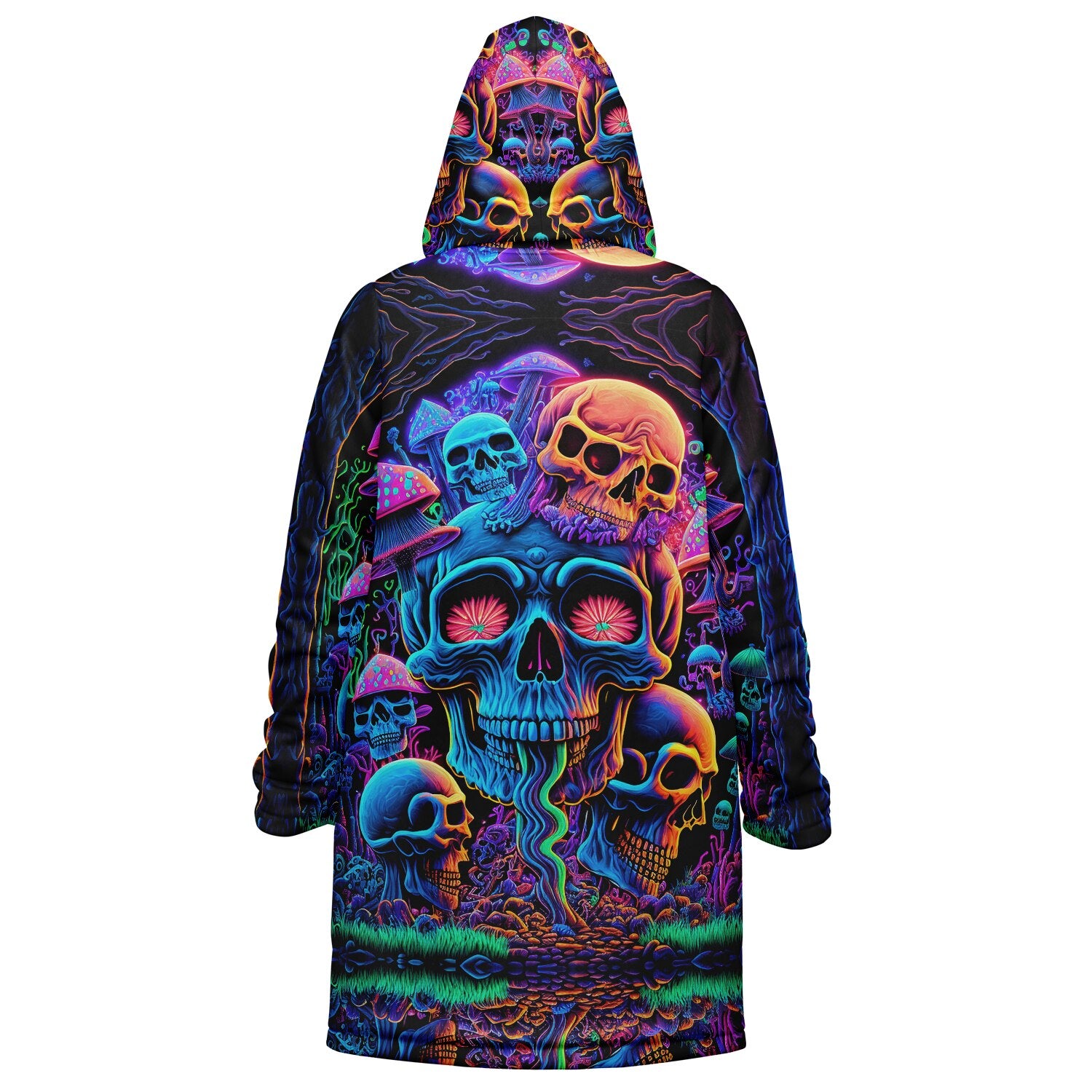 Psychedelic Skull Sanctuary Zipper Plush Cloak