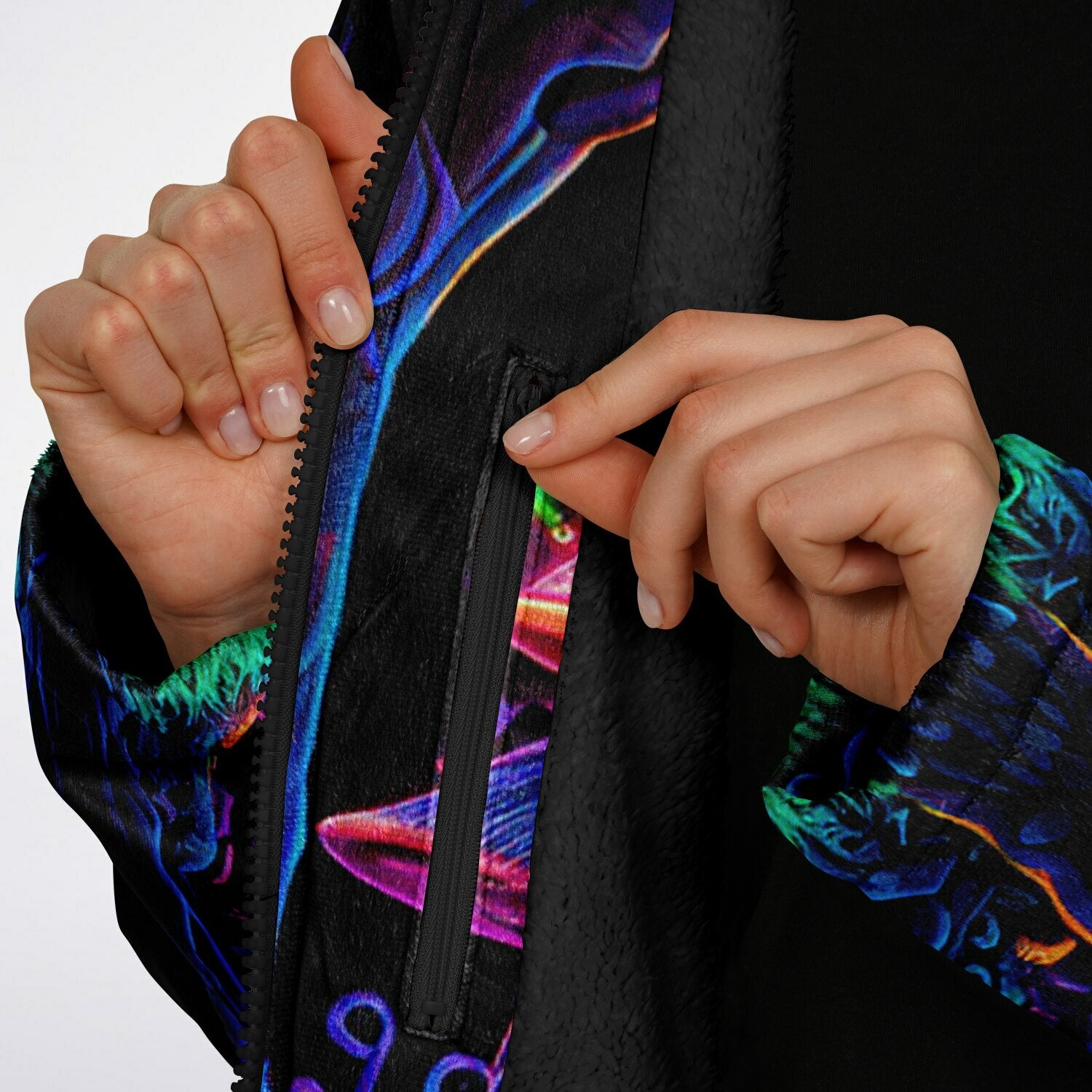 Psychedelic Skull Sanctuary Zipper Plush Cloak