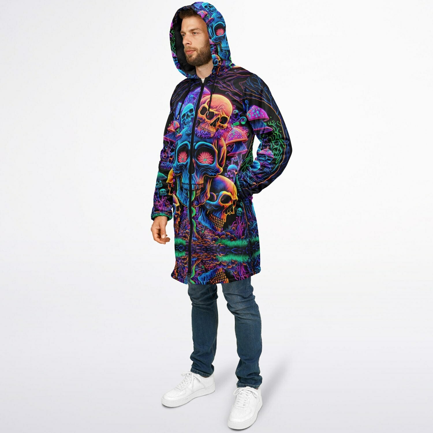 Psychedelic Skull Sanctuary Zipper Plush Cloak