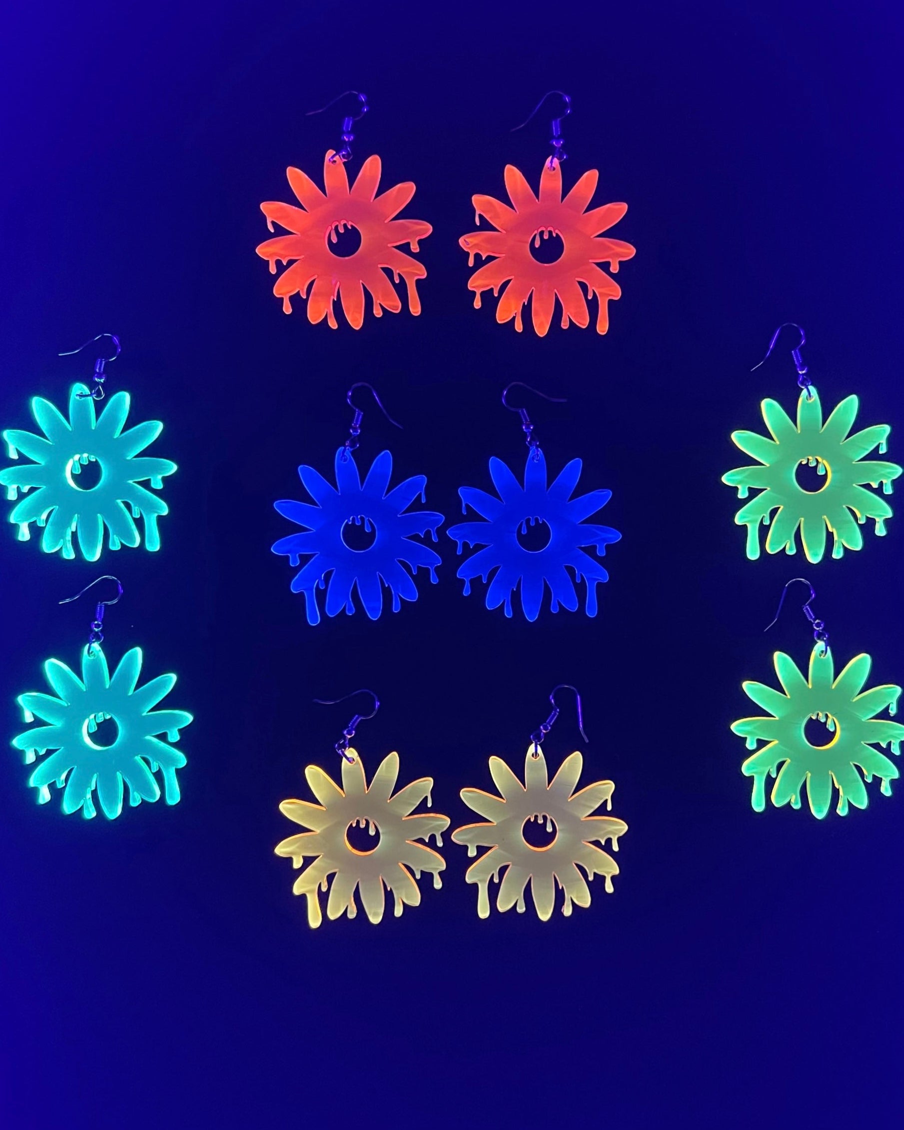 Daisy Drip Earrings, Dangle Earrings, - One Stop Rave