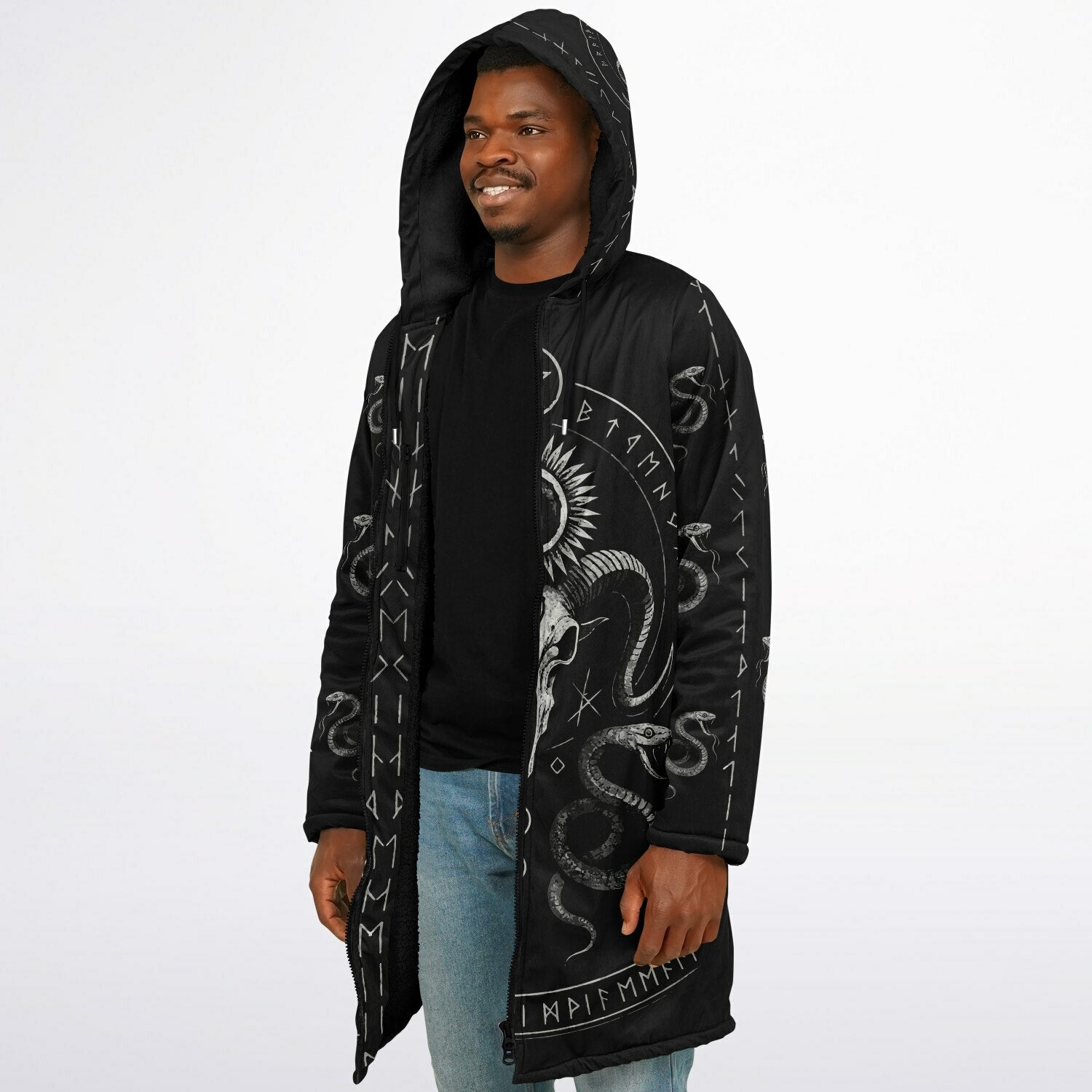 Midnight Serpent Zipper Plush Cloak