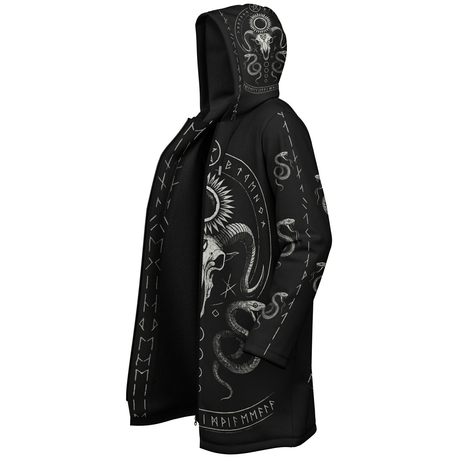 Midnight Serpent Zipper Plush Cloak