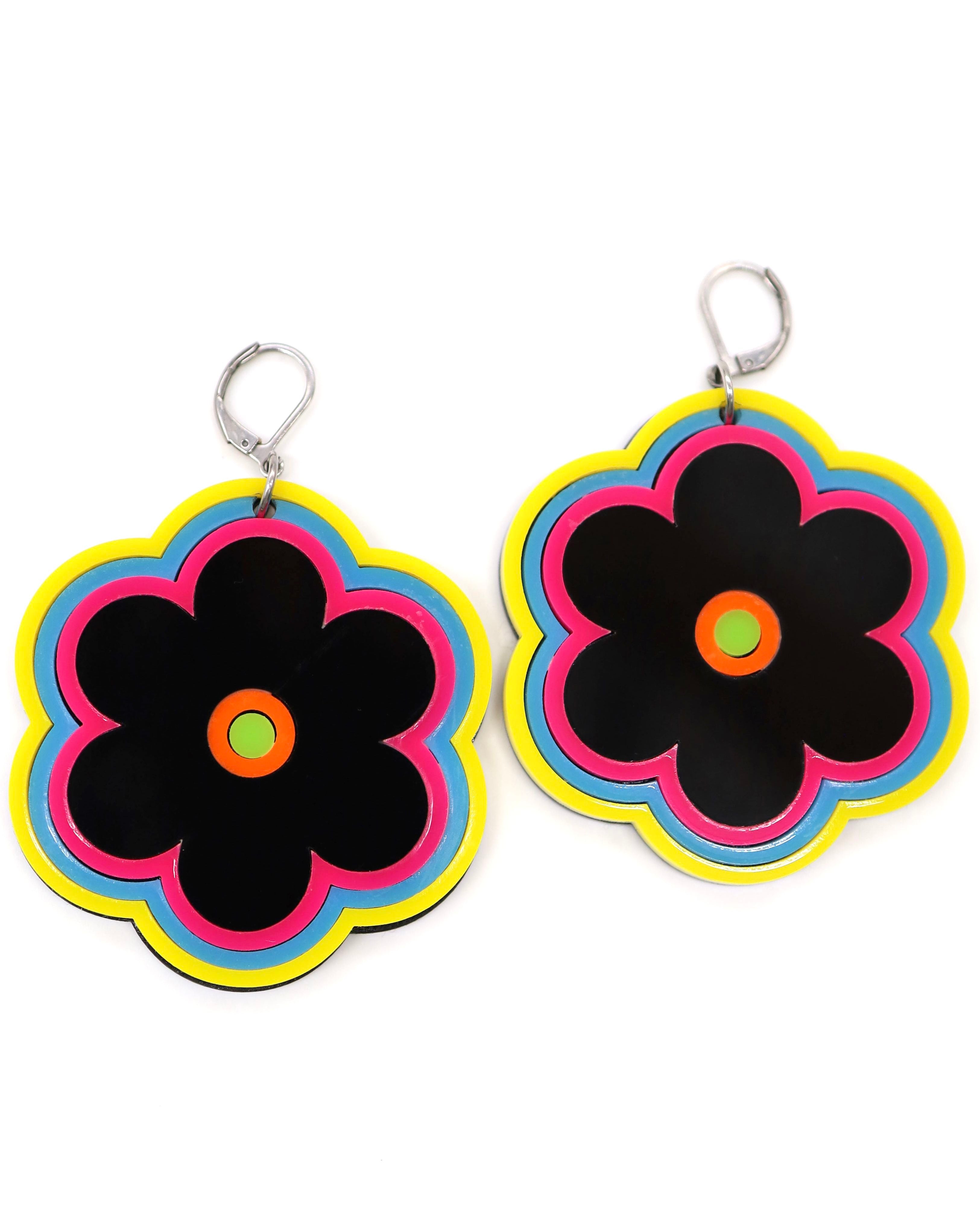 Electric Bloom Earrings, Dangle Earrings, - One Stop Rave