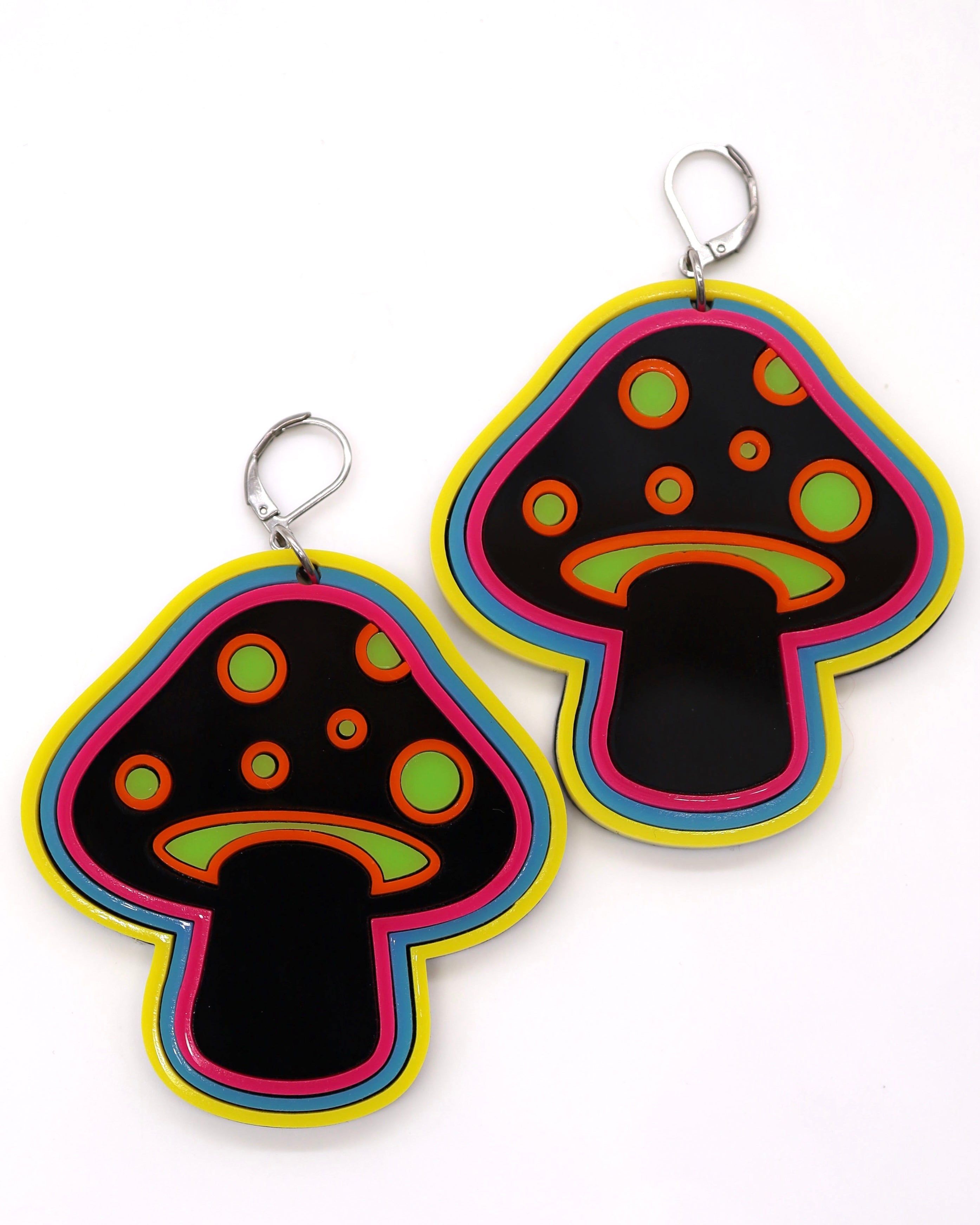 Electric Shroom Earrings, Dangle Earrings, - One Stop Rave
