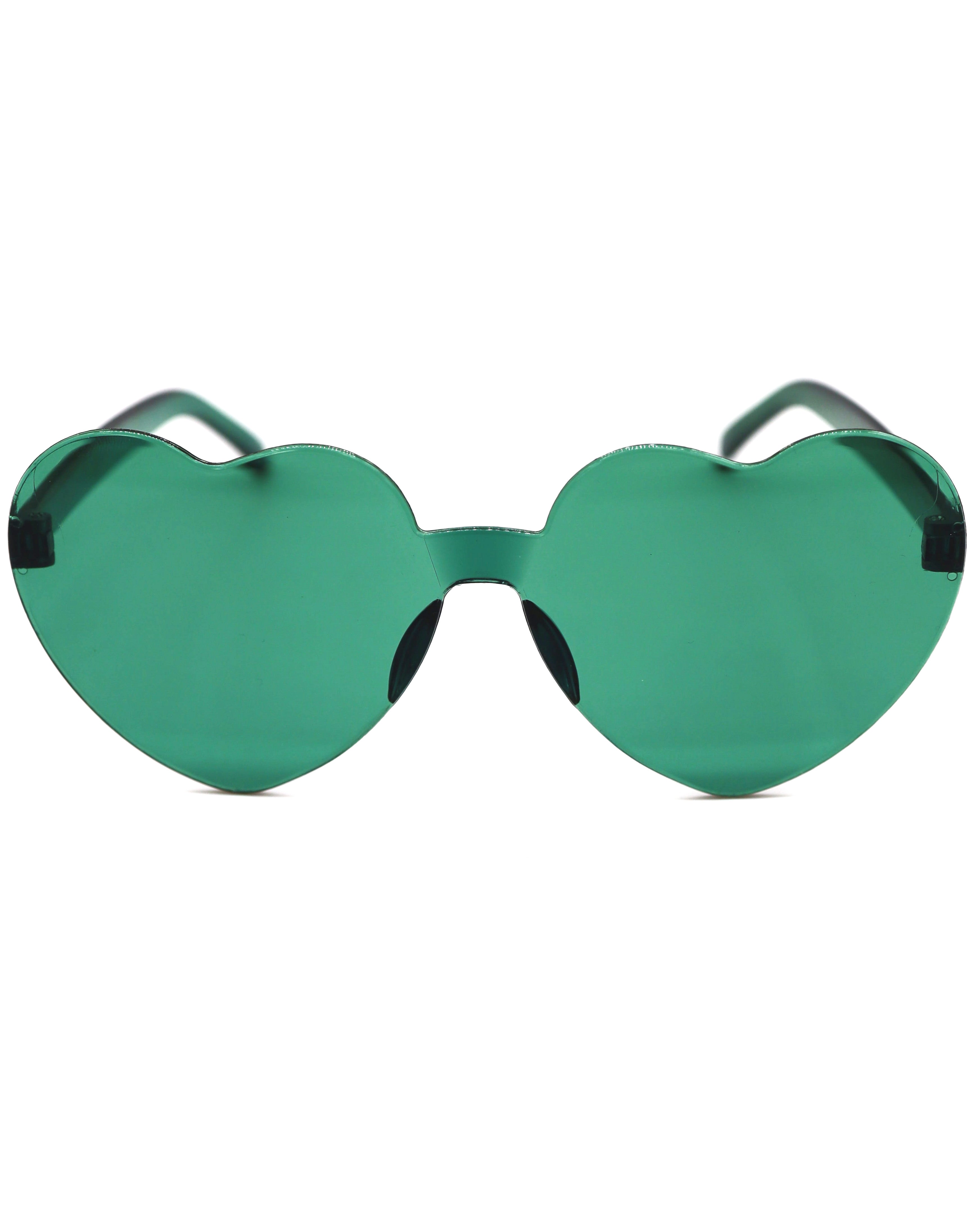 Green Heart Sunglasses, Heart Sunglasses, - One Stop Rave
