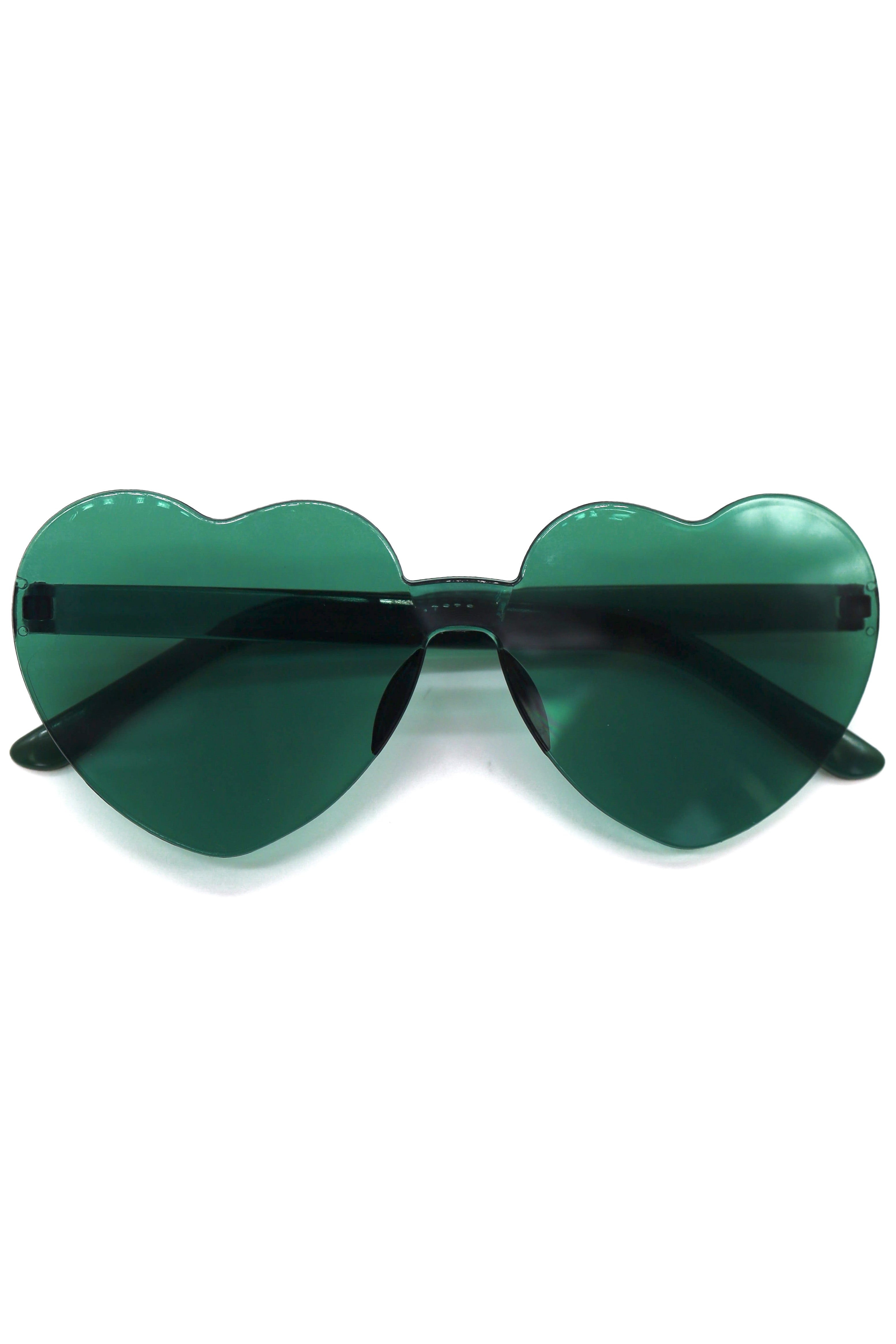 Green Heart Sunglasses, Heart Sunglasses, - One Stop Rave