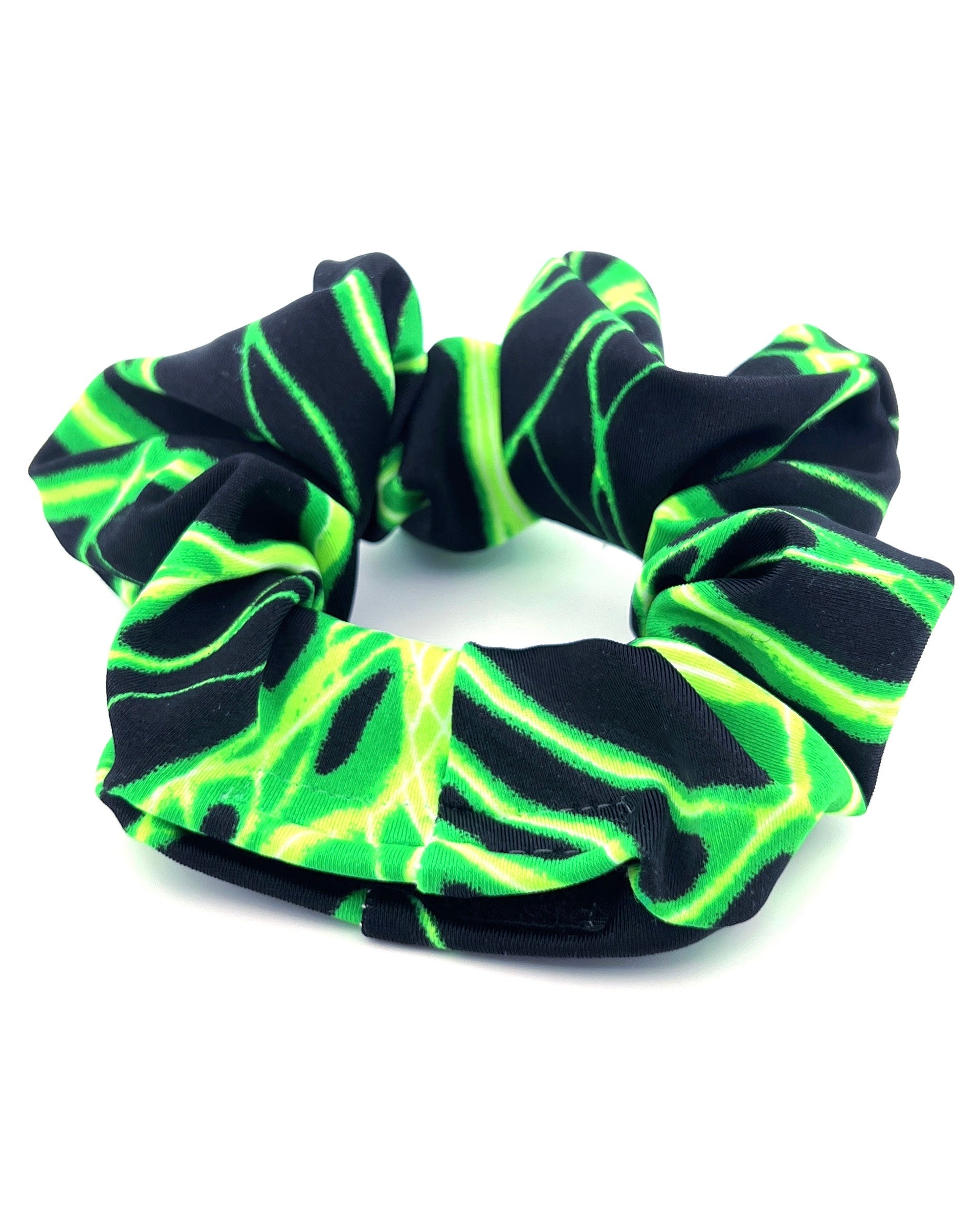 Green Surge Stash Scrunchie with Velcro Hidden Pocket - One Stop Rave