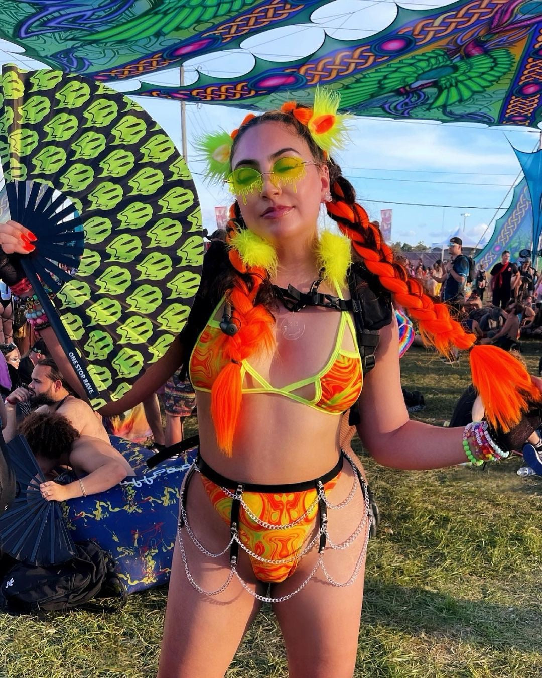 Stay Trippy Hand Fan Pre Order, Festival Fans 13.5", - One Stop Rave