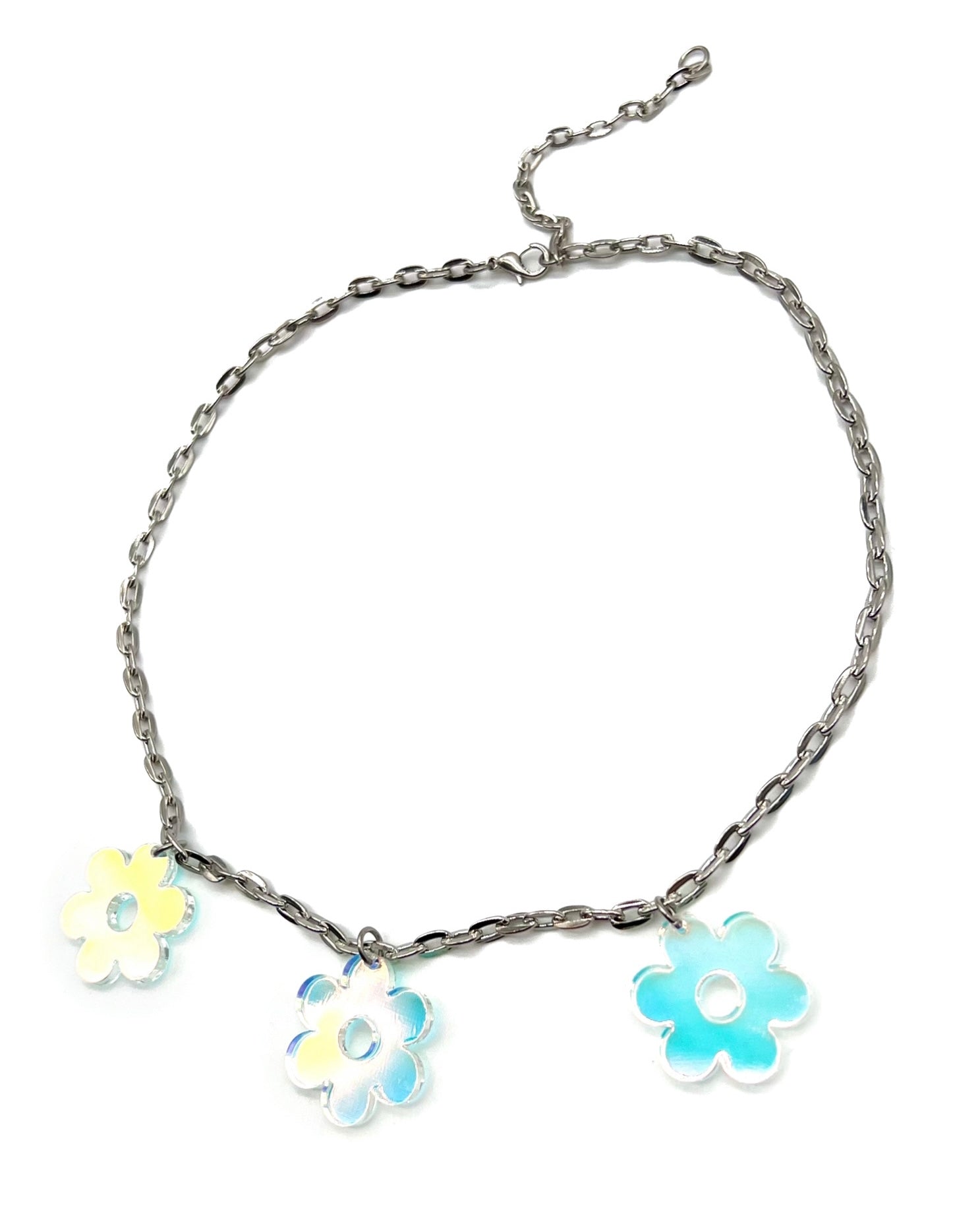 The Flower Power Iridescent Choker on a white background.