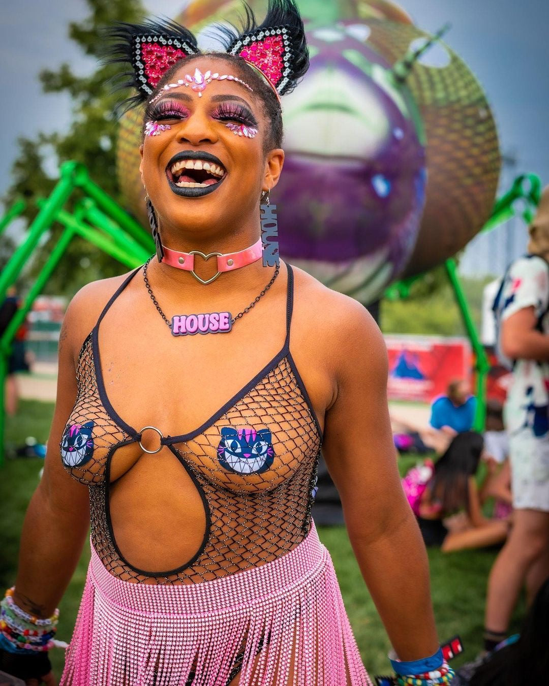 Two Tone House Music Choker Necklace, Choker, - One Stop Rave