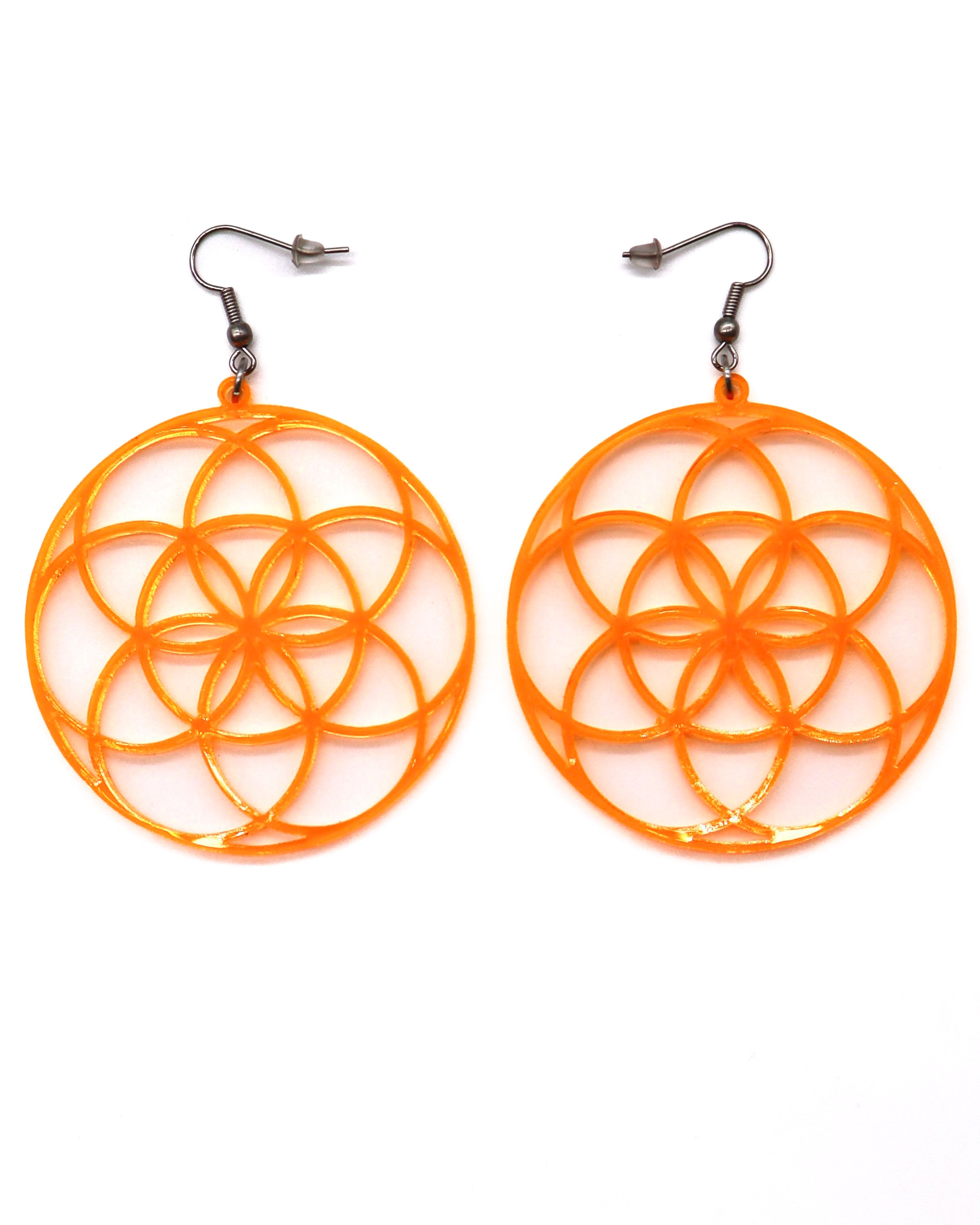 Seed of Life Earrings, Dangle Earrings, - One Stop Rave