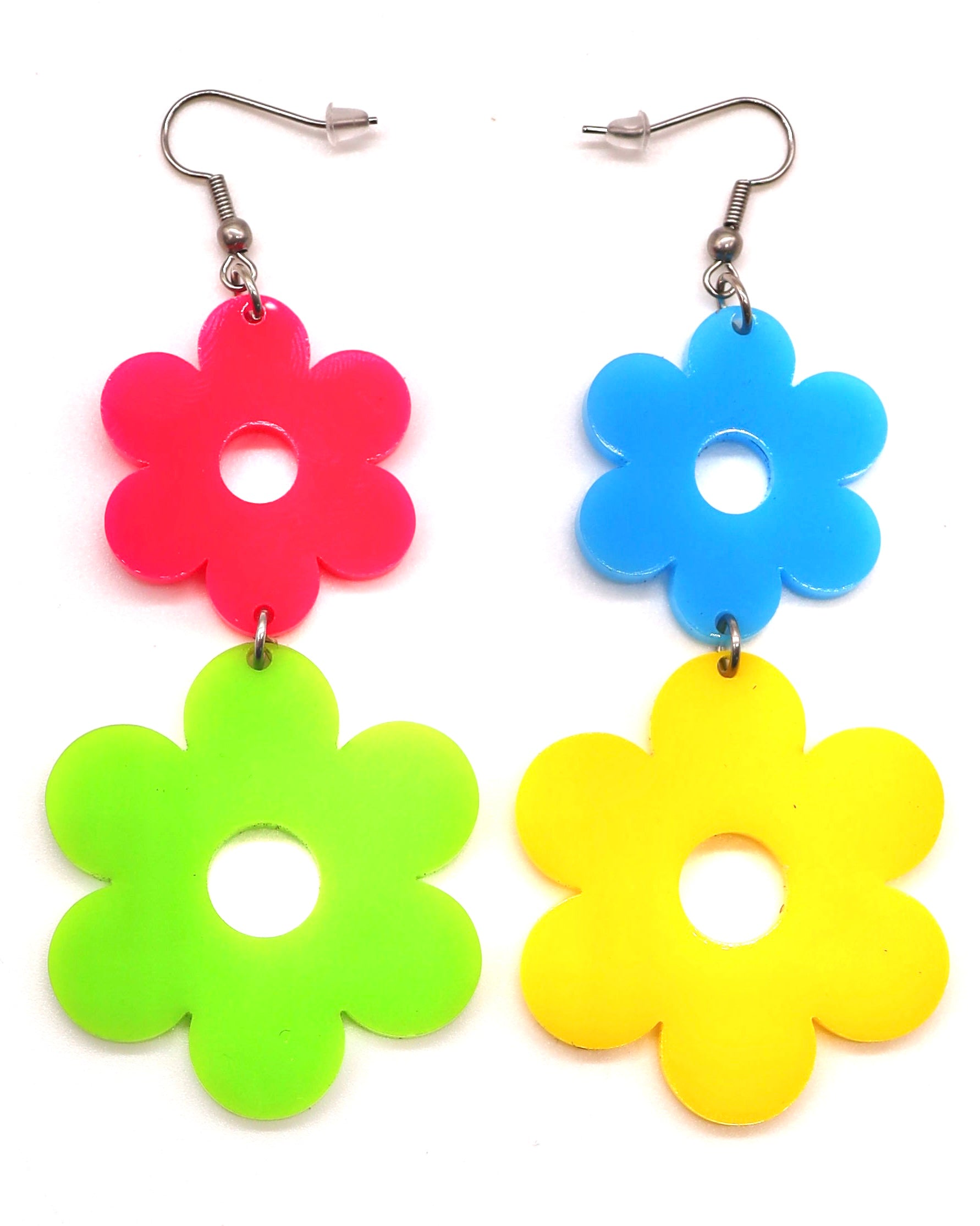 Flower Power Kandi Earrings on a white background.