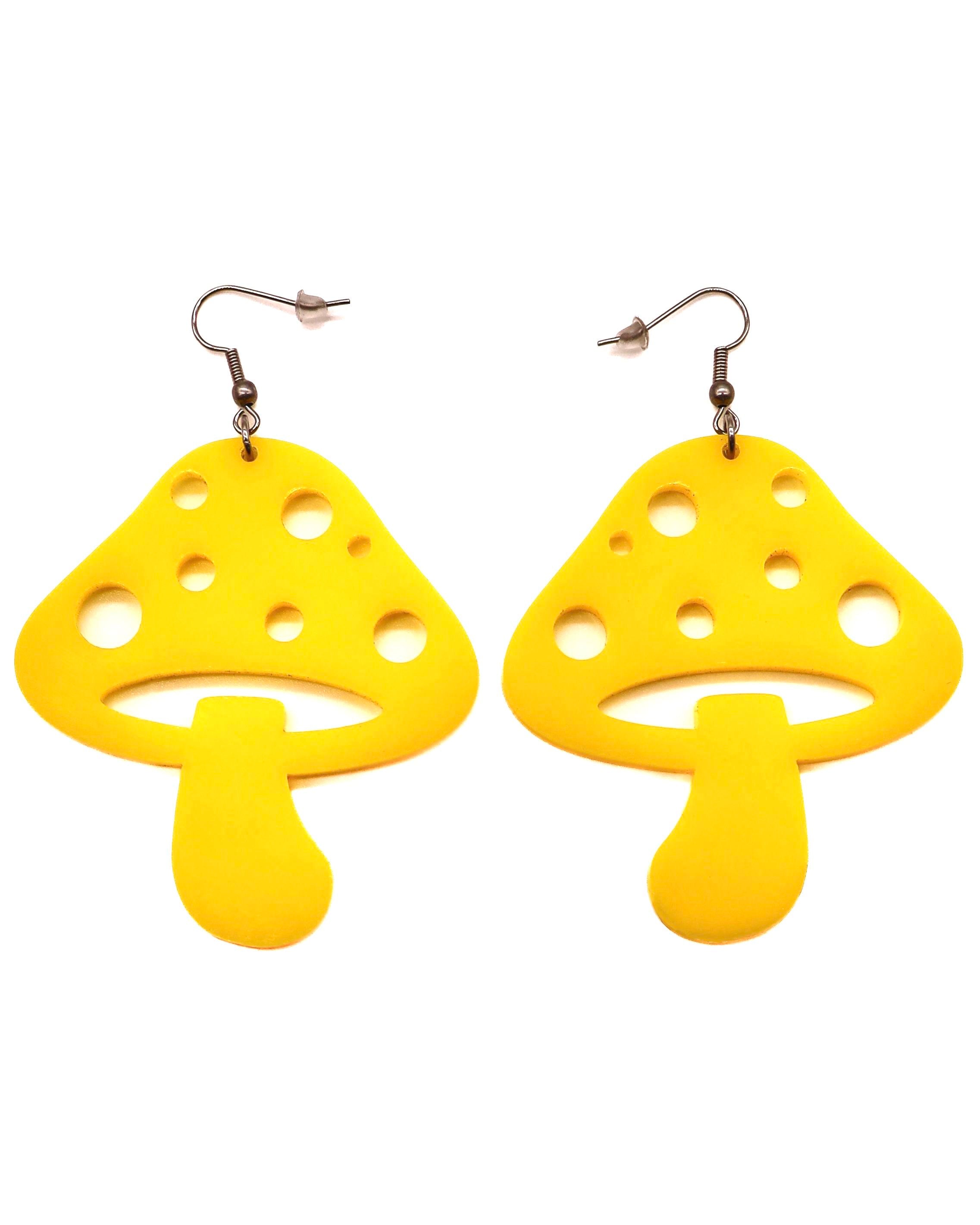 Mushroom Earrings, Dangle Earrings, - One Stop Rave