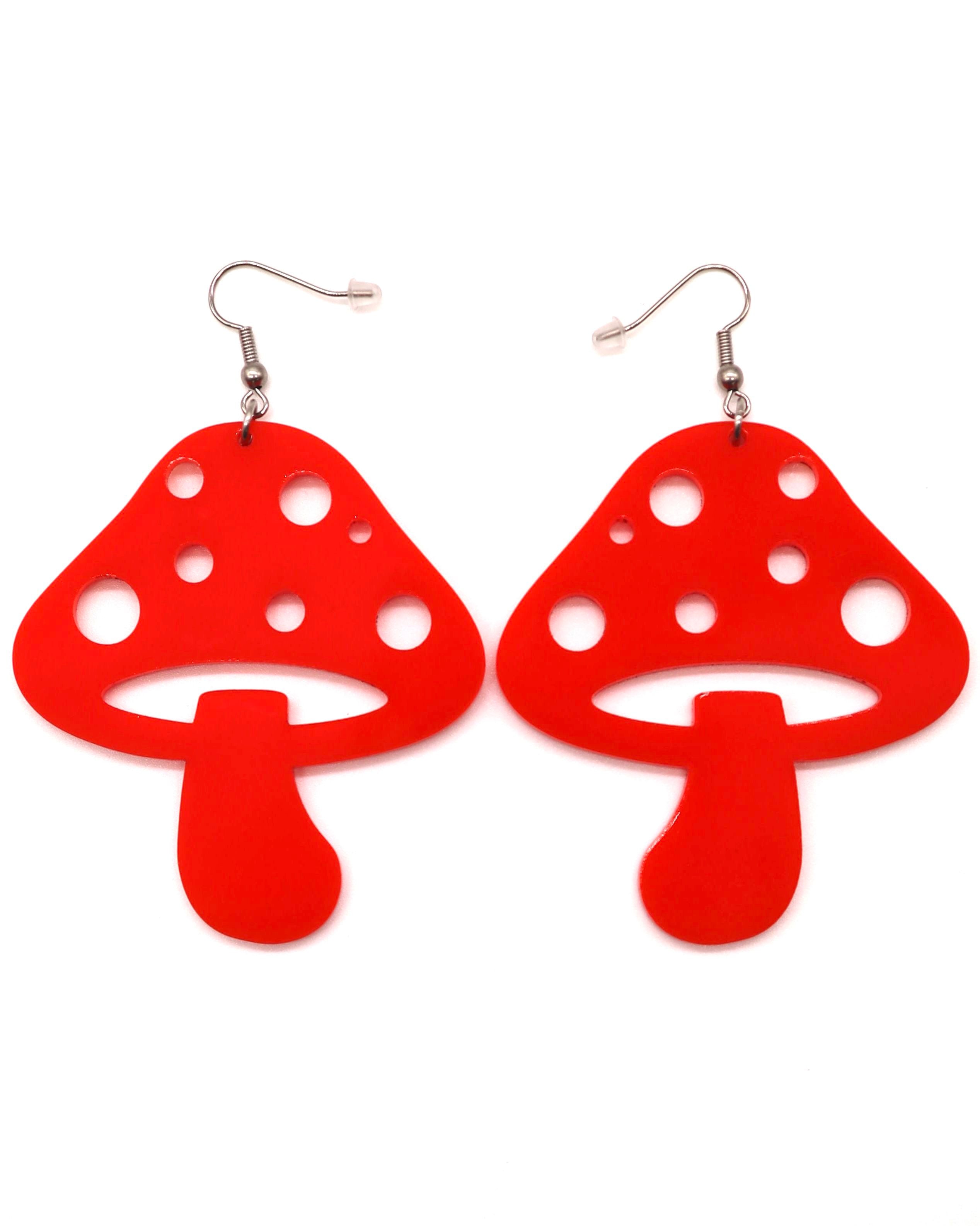 Mushroom Earrings, Dangle Earrings, - One Stop Rave