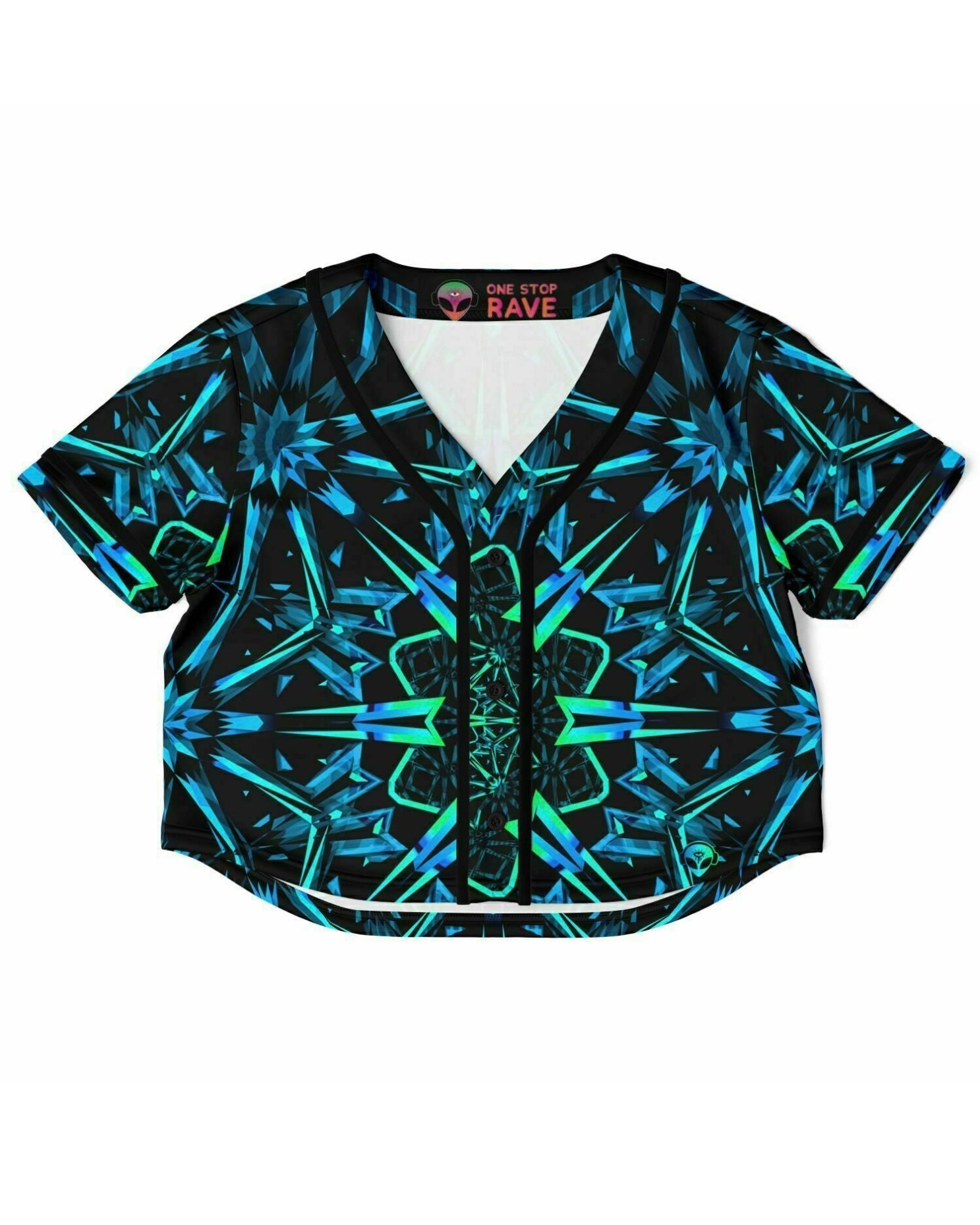 Fractals Cropped Baseball Jersey, Cropped Baseball Jersey, - One Stop Rave