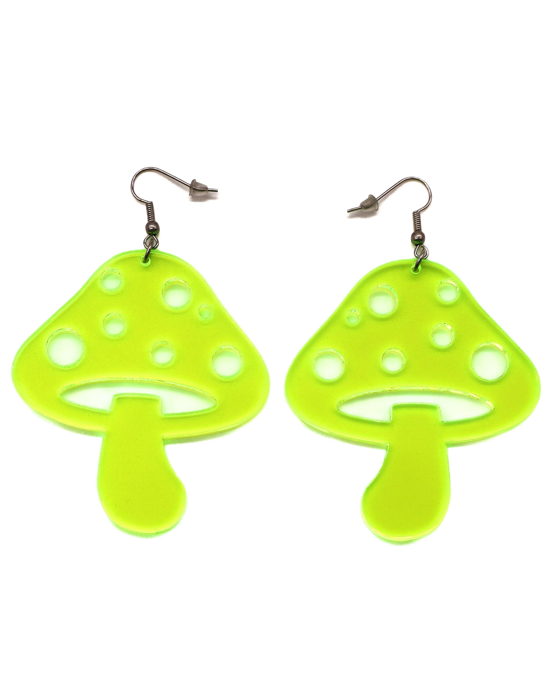 Mushroom Earrings, Dangle Earrings, - One Stop Rave