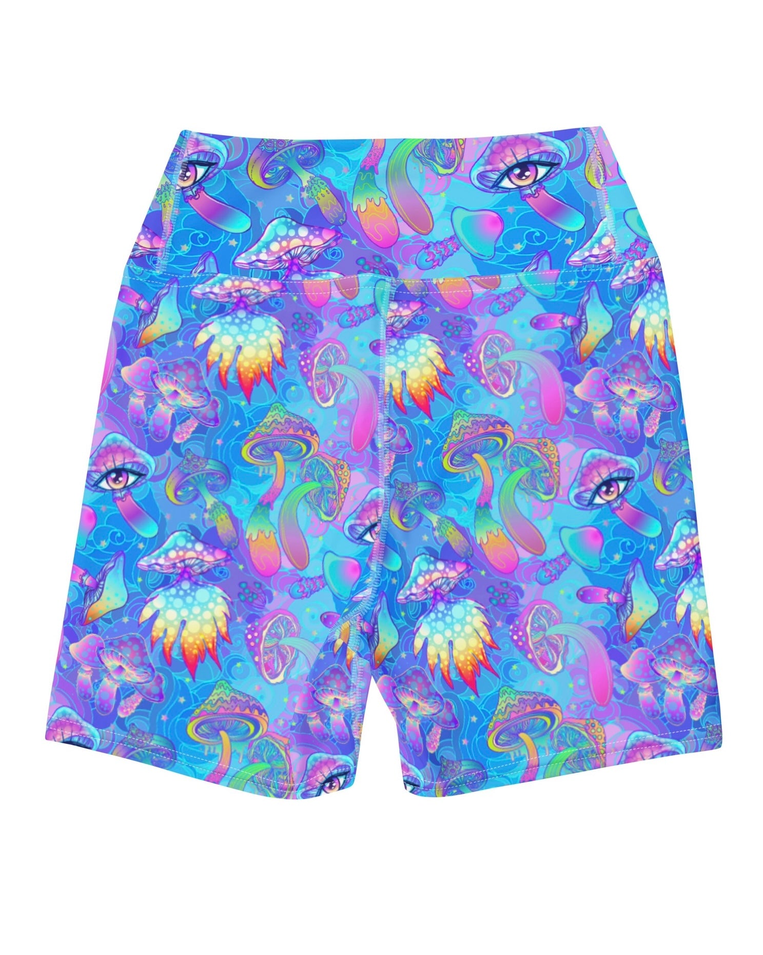 Shroomin Blue Yoga Shorts, Yoga Shorts, - One Stop Rave