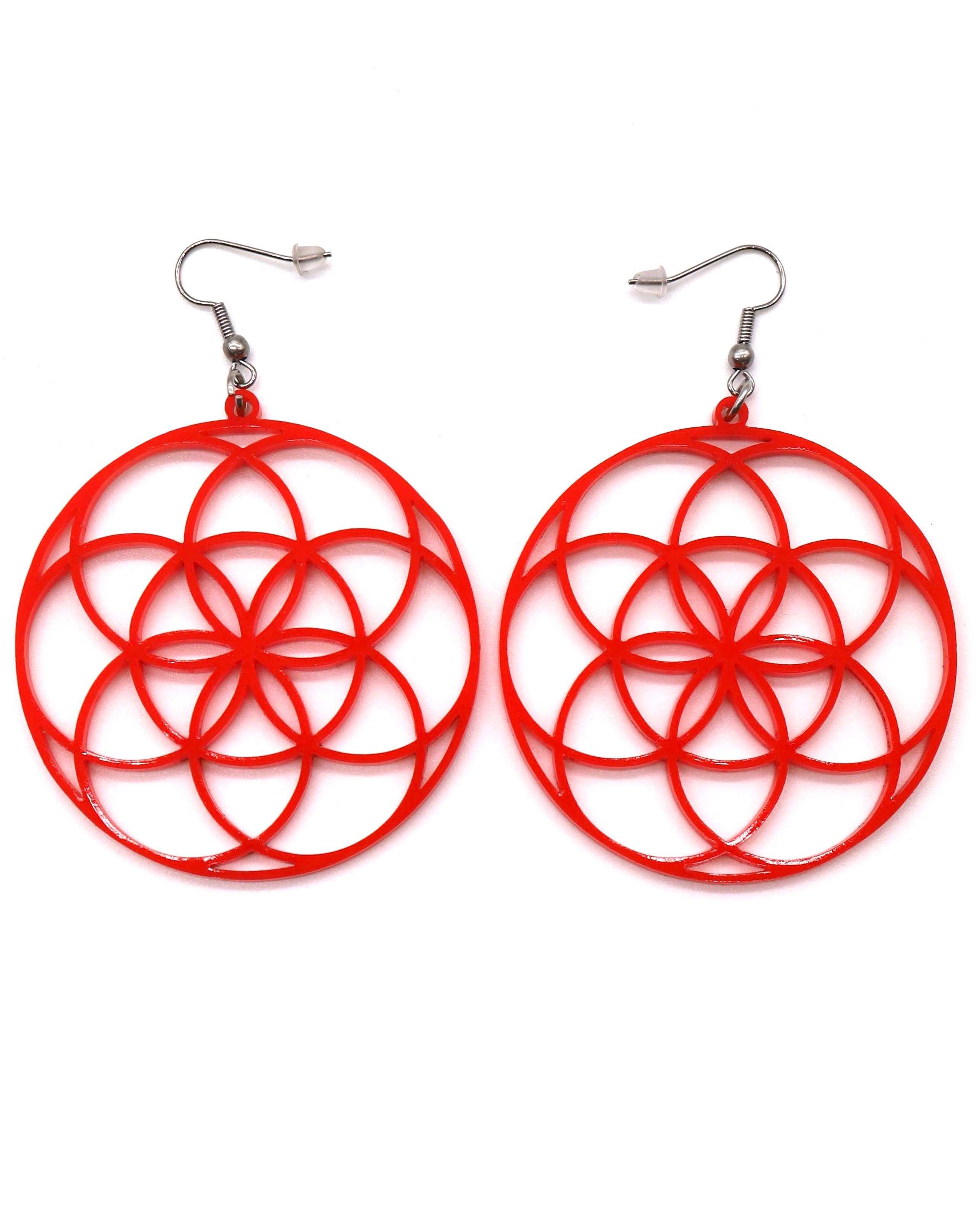 Seed of Life Earrings, Dangle Earrings, - One Stop Rave