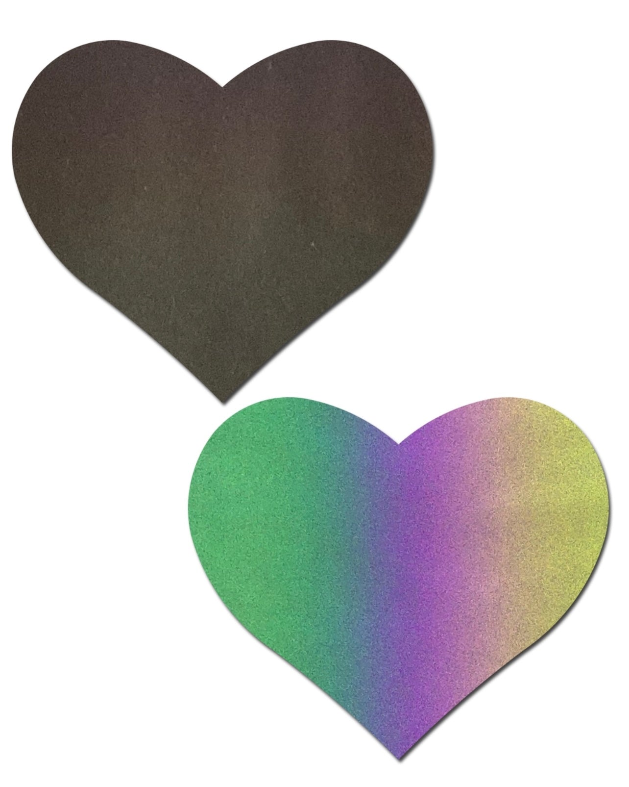 Love: Reflective Rainbow Heart Nipple Pasties, Pasties, - One Stop Rave