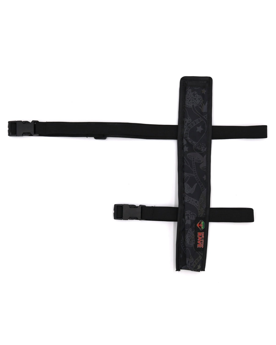 Magic Mushroom hand fan holster dual adjustable waist and thigh straps regular lighting.