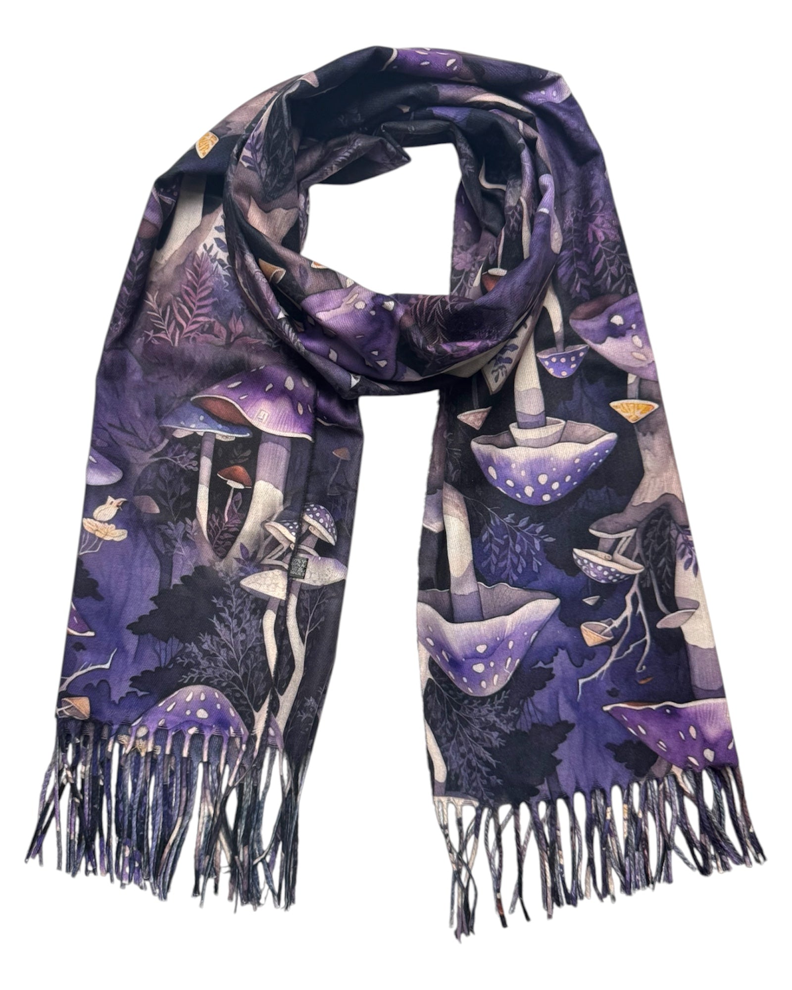 Scarf with mushroom pattern on a white background