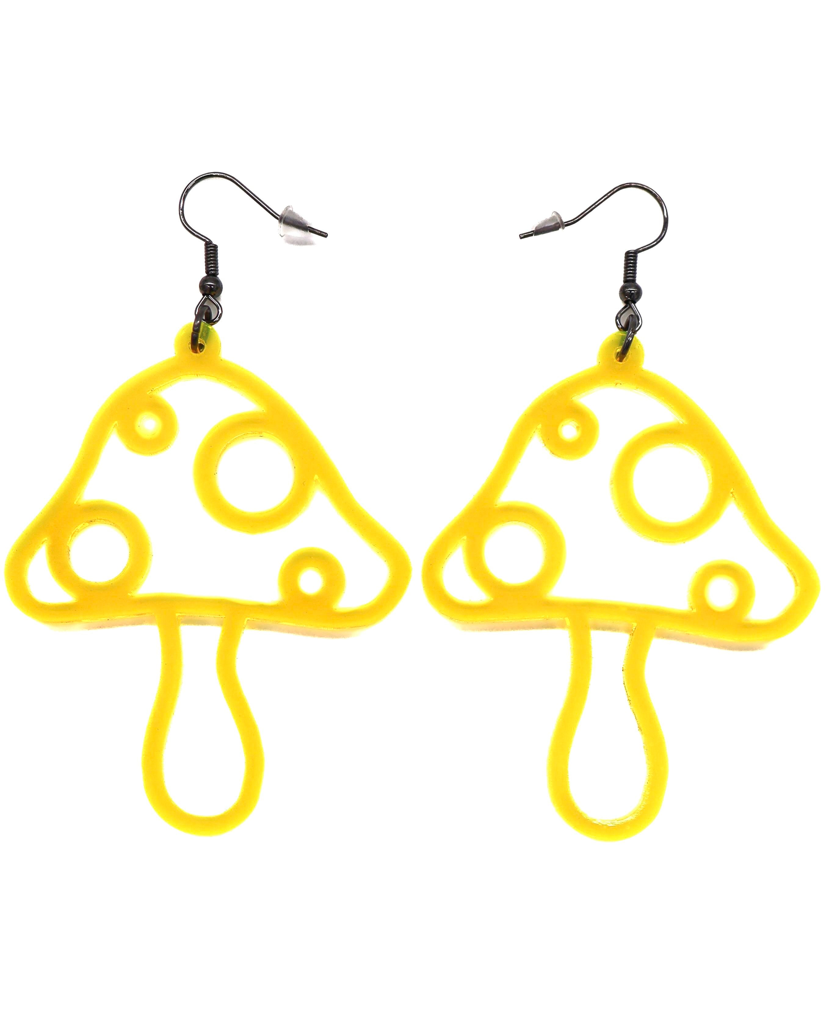 Mushroom Cutout Earrings, Dangle Earrings, - One Stop Rave